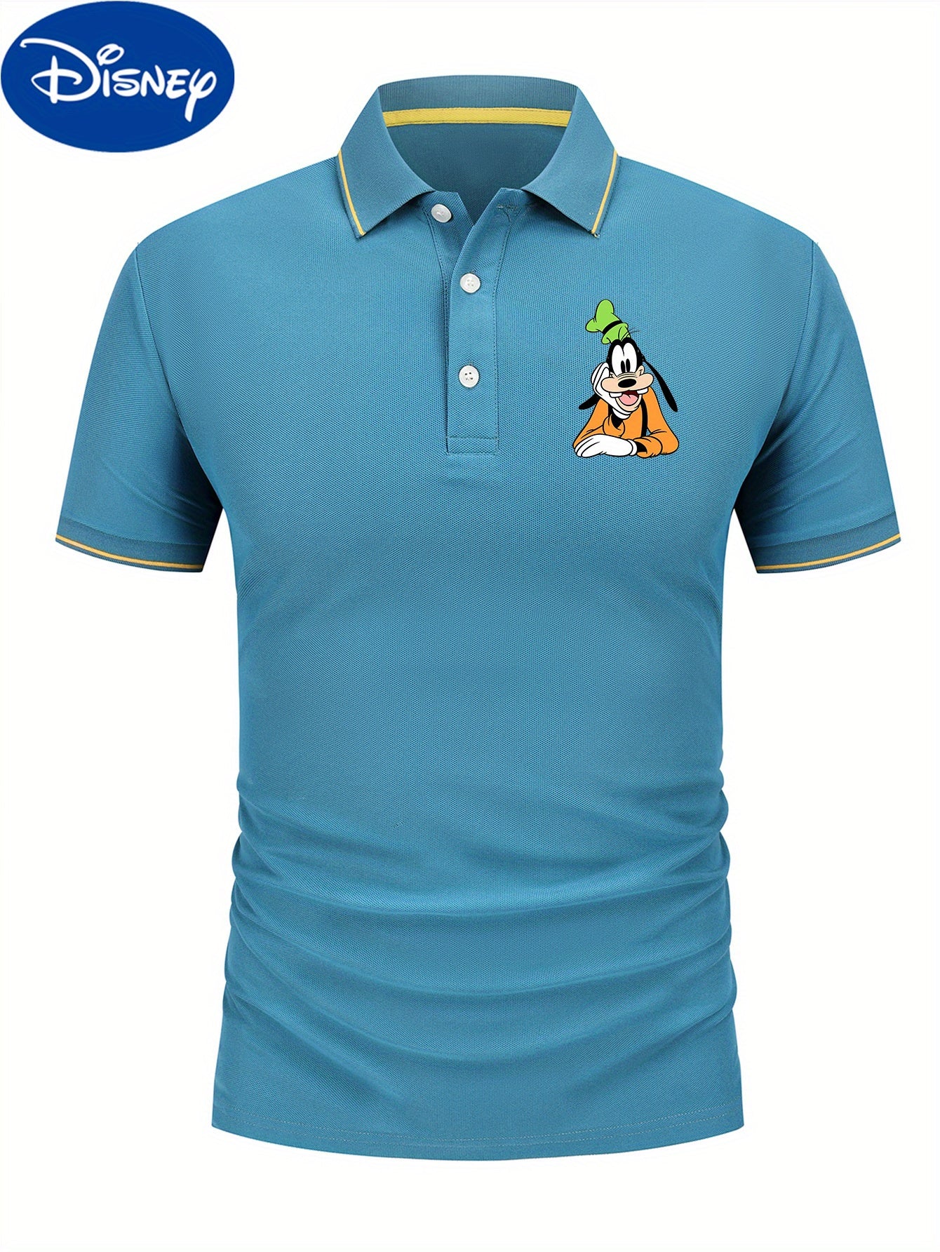 Disney Men's Classic Shirt with Goofy Dog Print - Lightweight Quick-Dry Breathable Polyester, Short Sleeve Collar, Business Casual Style, Summer Comfort, Display Gift Box - Perfect Father's Day Gift for Husband, Casual Comfor