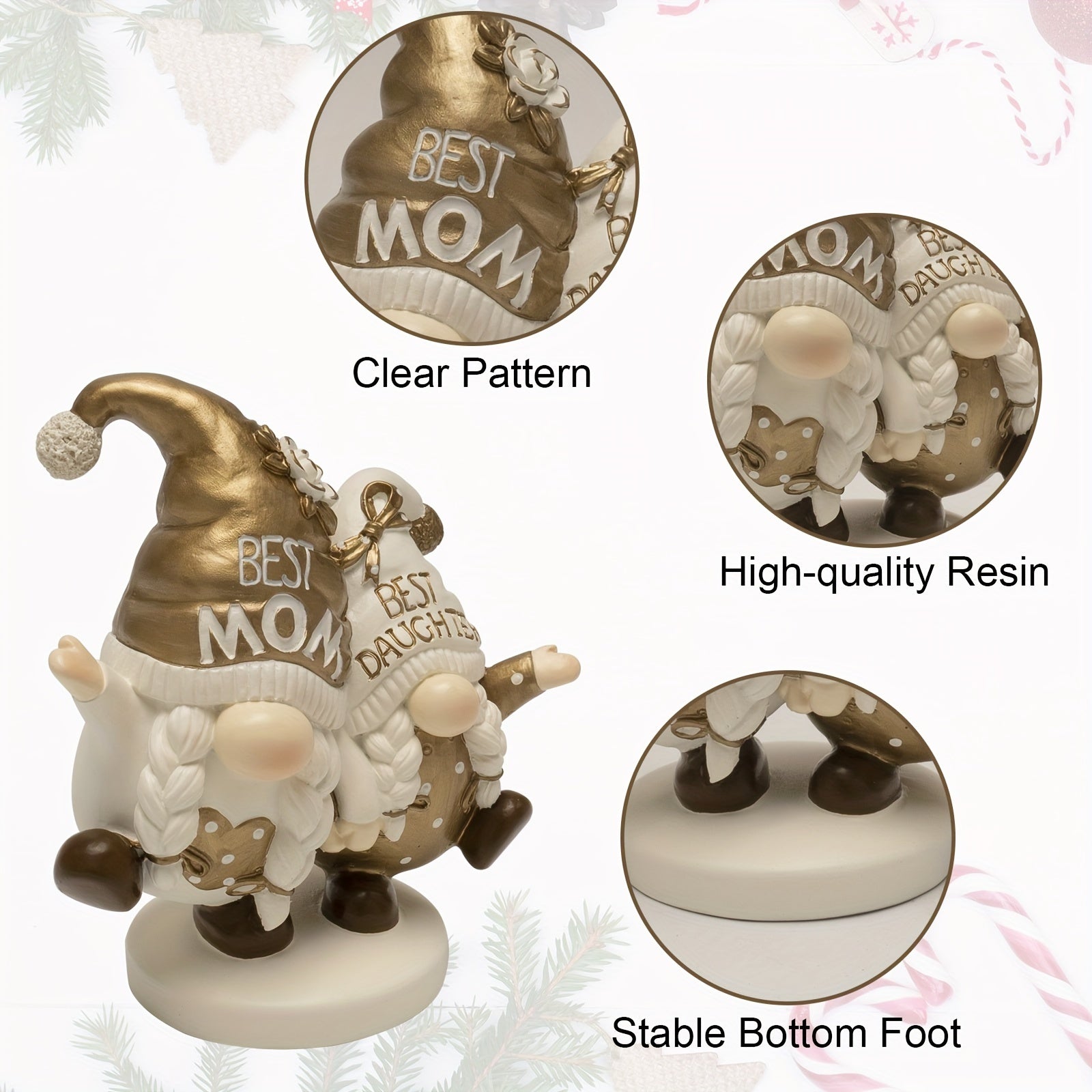 from Daughter, Resin Gnome Small Figurines Decor Table Centerpiece Tiered Tray Office Indoor Home Decorations Best Mom Birthday Gift