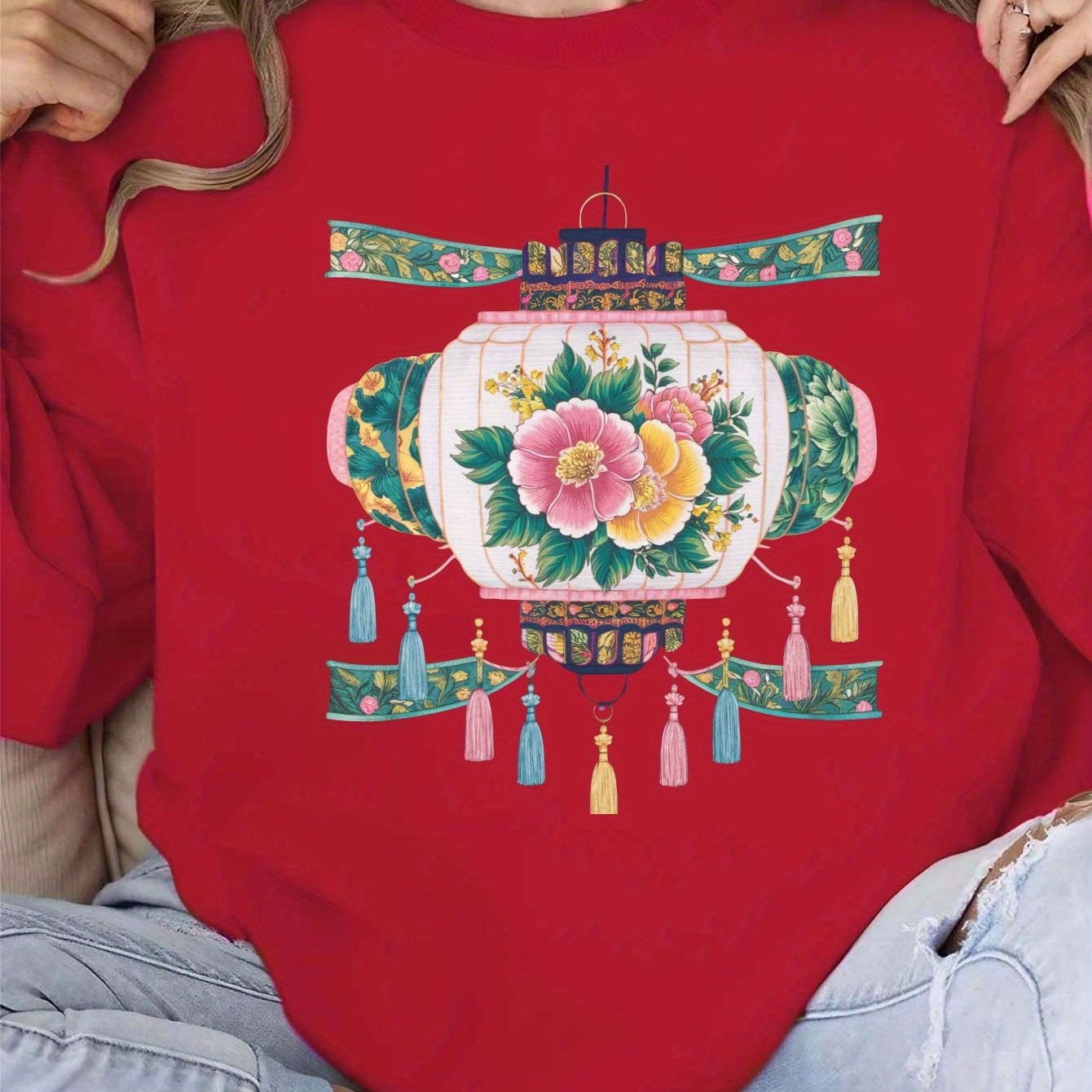 Teediy Floral Embroidered Lantern Women'S Sweatshirts