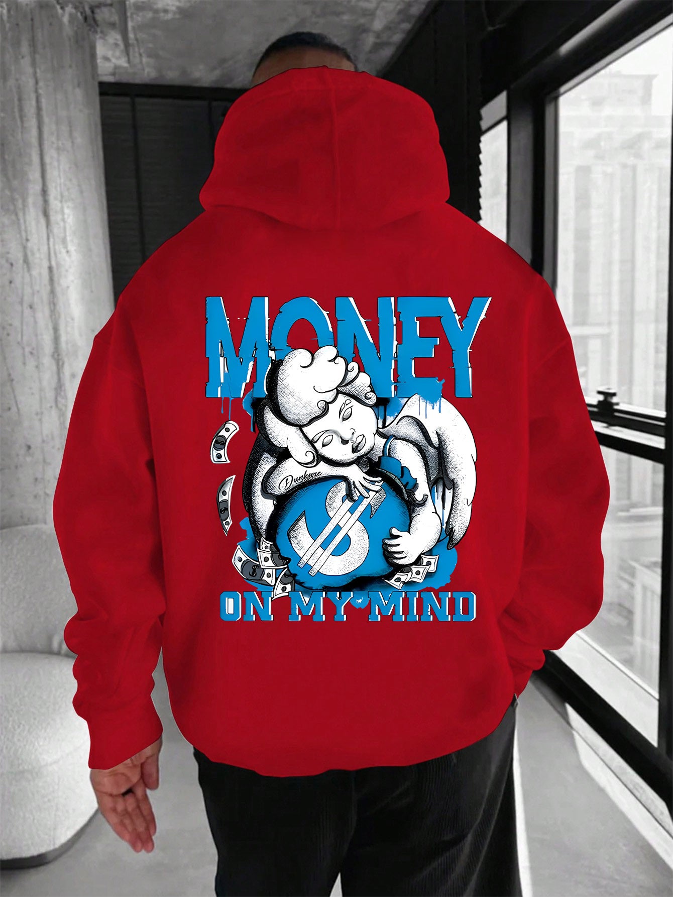 Cozy & Stylish Hoodie with Geometric Print - Casual Long Sleeve Pullover for Men, Perfect Gift Idea