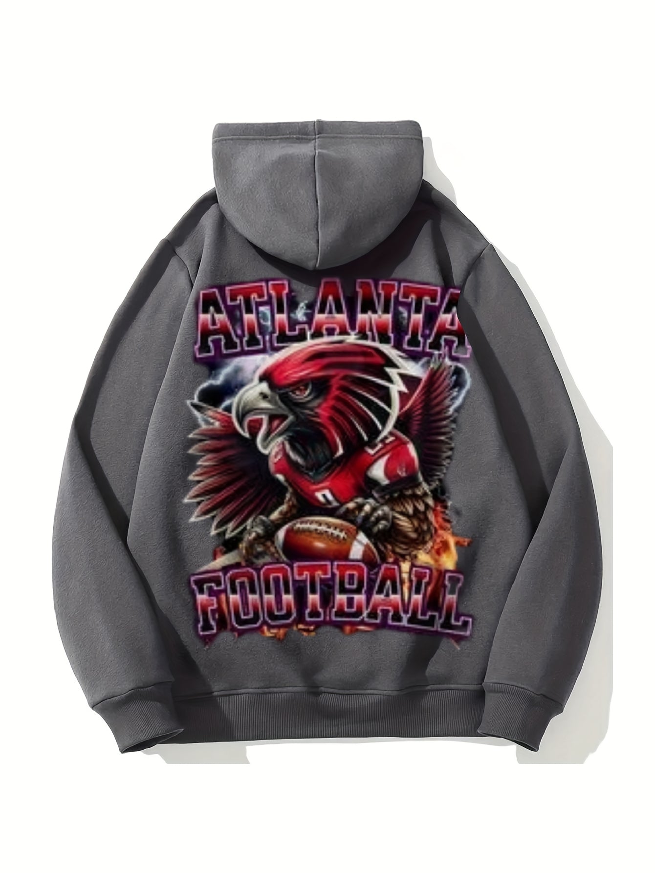 Vintage Football Team Print Hoodie with Kangaroo Pocket - Cotton Blend, Long Sleeve Pullover for Men, Perfect for Fall & Winter Streetwear