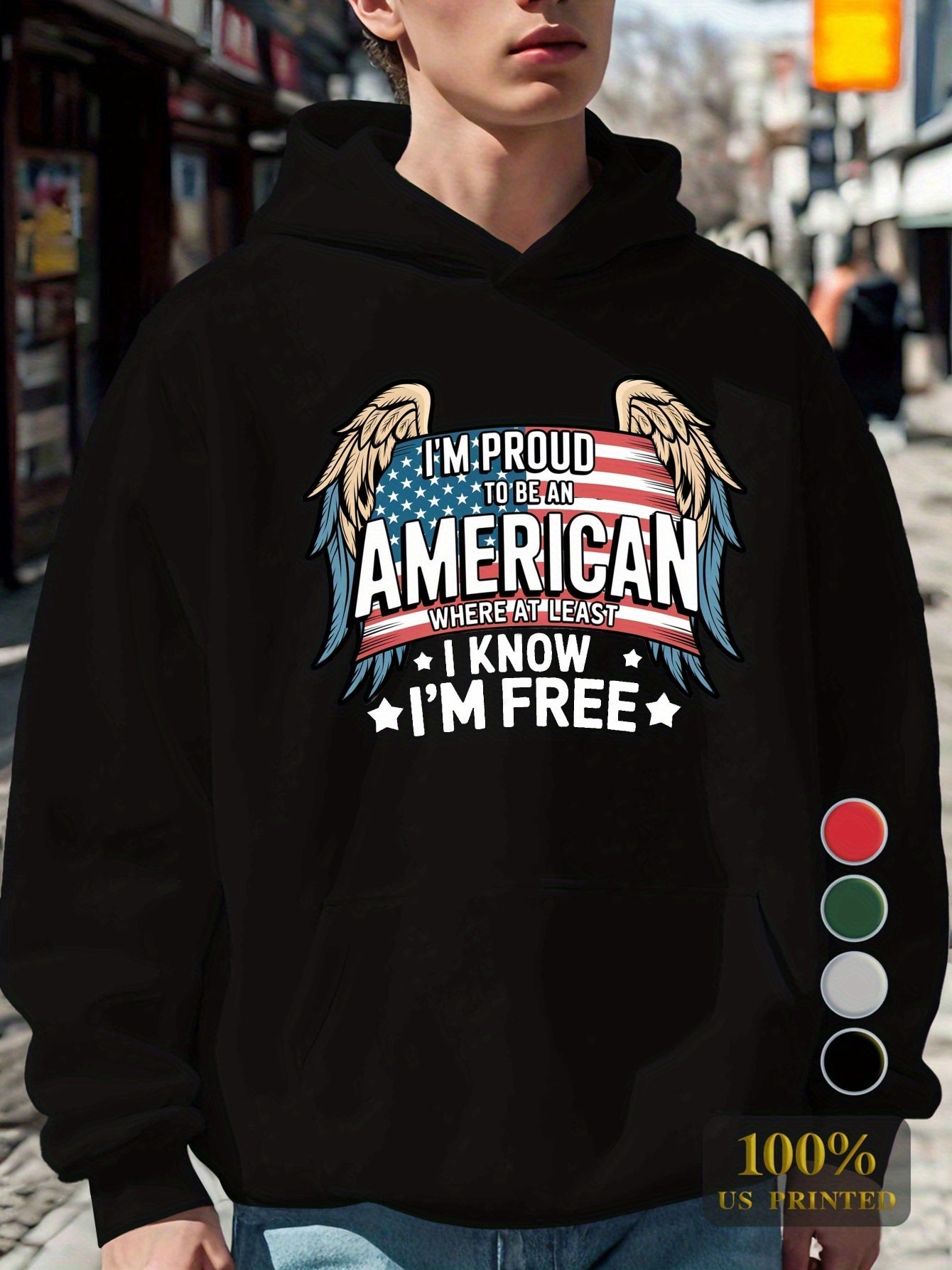 Flag Proud to Be an American Men'S Casual Hoodies