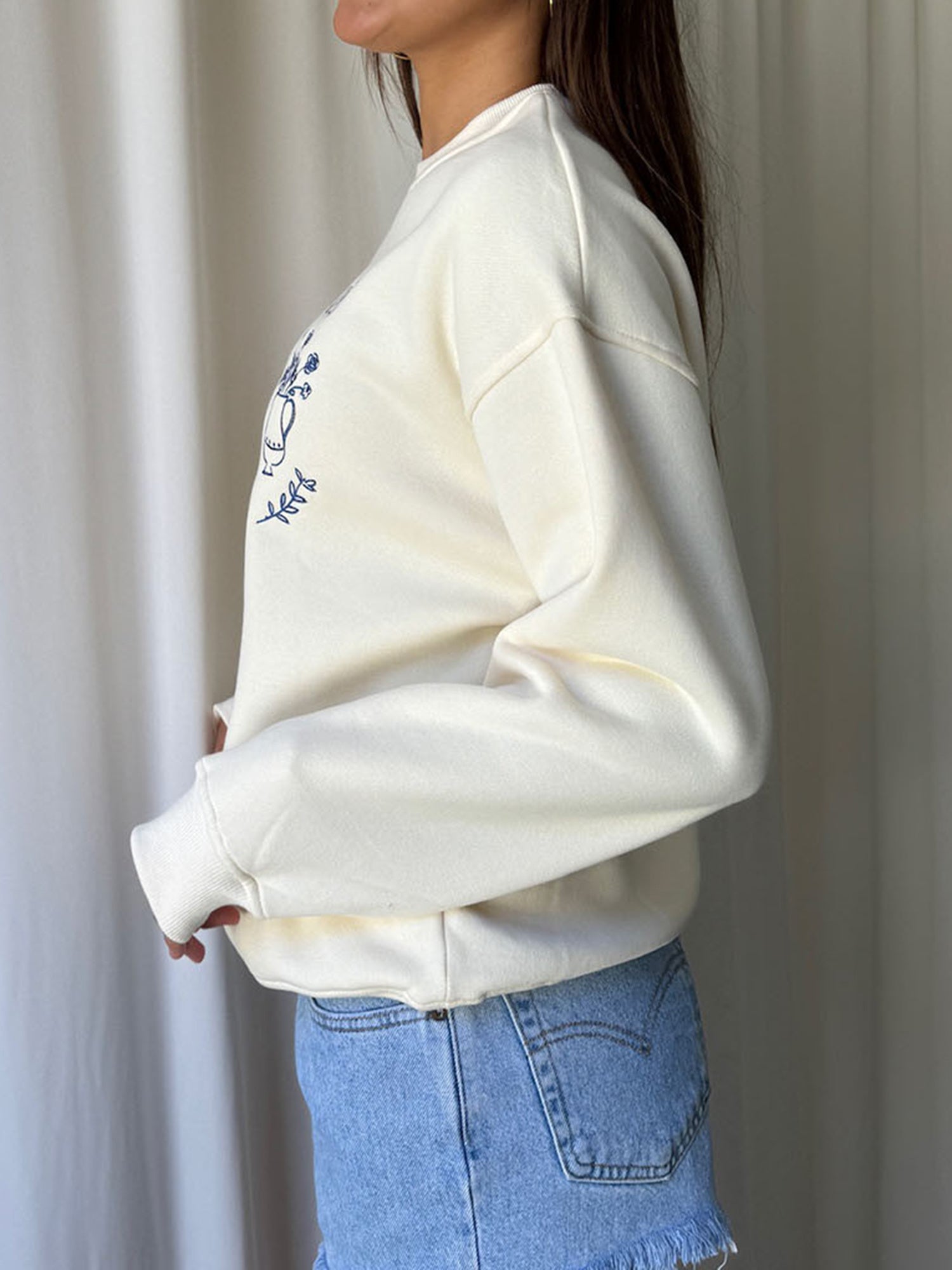 Womens Sweatshirts Long Sleeve Pullovers Crew Neck Blouse Cake Embroidery Loose Tops Trend Clothes for Casual