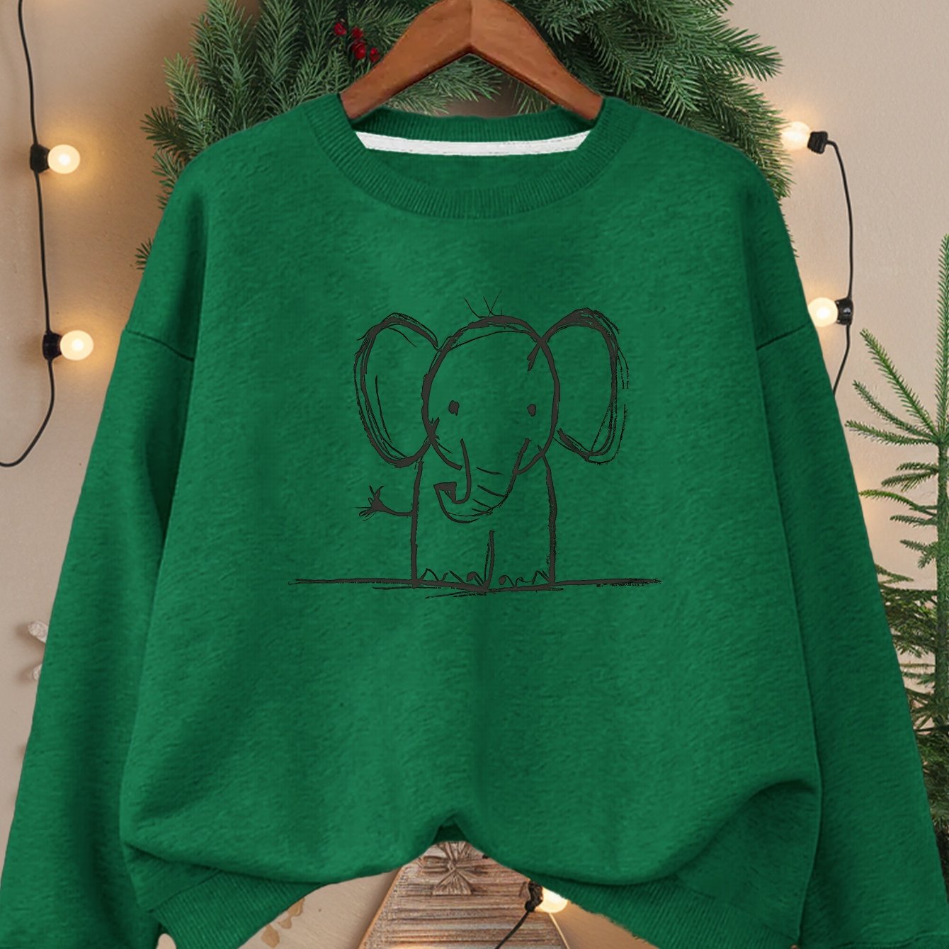 Pencil Drawing Elephant Women's Plus Size Sweatshirt - Soft, Comfortable, Stylish for Casual Wear