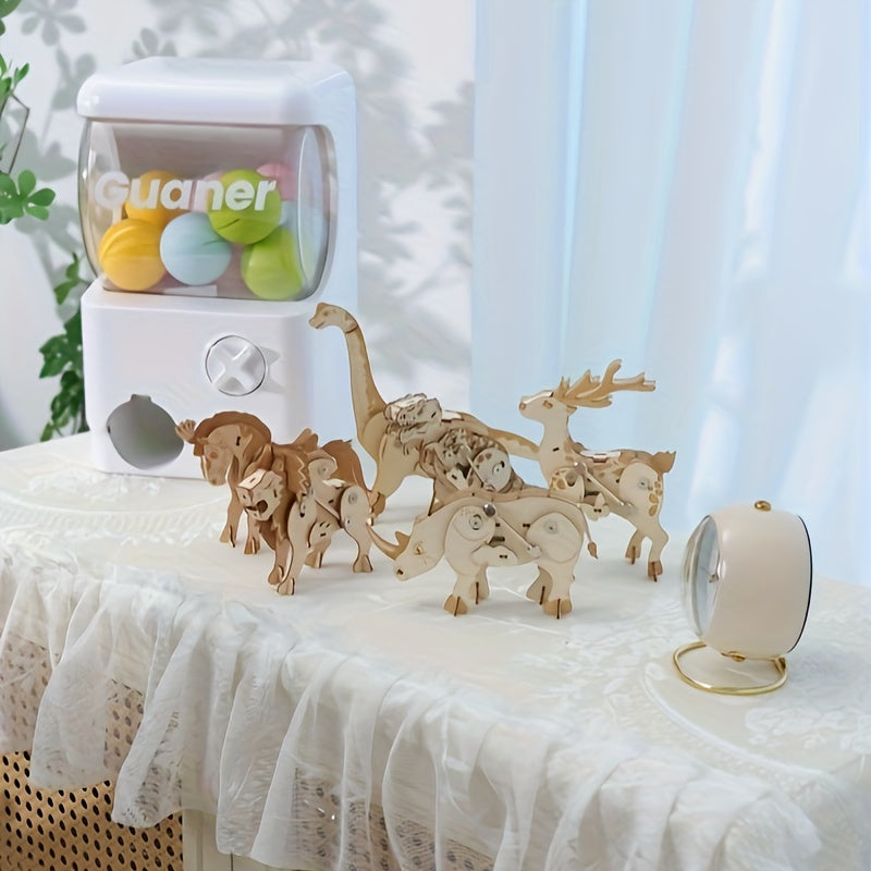 Walking Animals 3D DIY Puzzles Desktop Decorations 3D Wooden Animal Puzzles Wood Splicing Without Glue Home Decorations Christmas Halloween Gifts