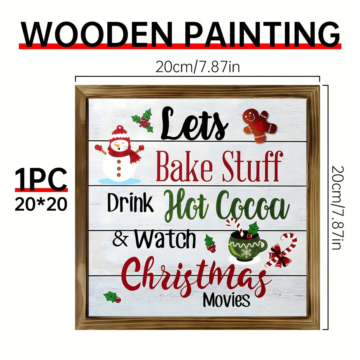 Rustic Wooden 8*8 Inch Gingerbread Bakery Sign - 1pc Wall Decor for Home, Kitchen, Cafe
