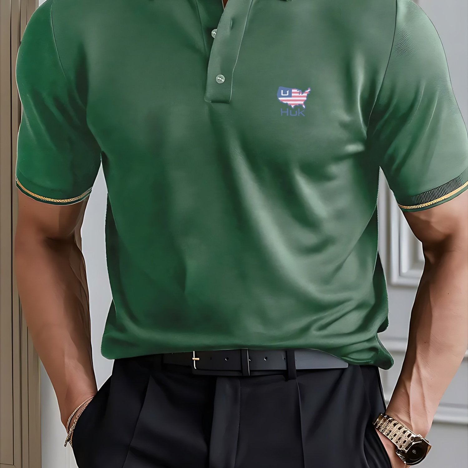 Nature Style Men'S Summer Short Sleeved Polo Shirt with Small Logo Pattern, High-End Feel, Light Business, Short Sleeved Top, Golf, Tennis, Fishing, Leisure Vacation Wear