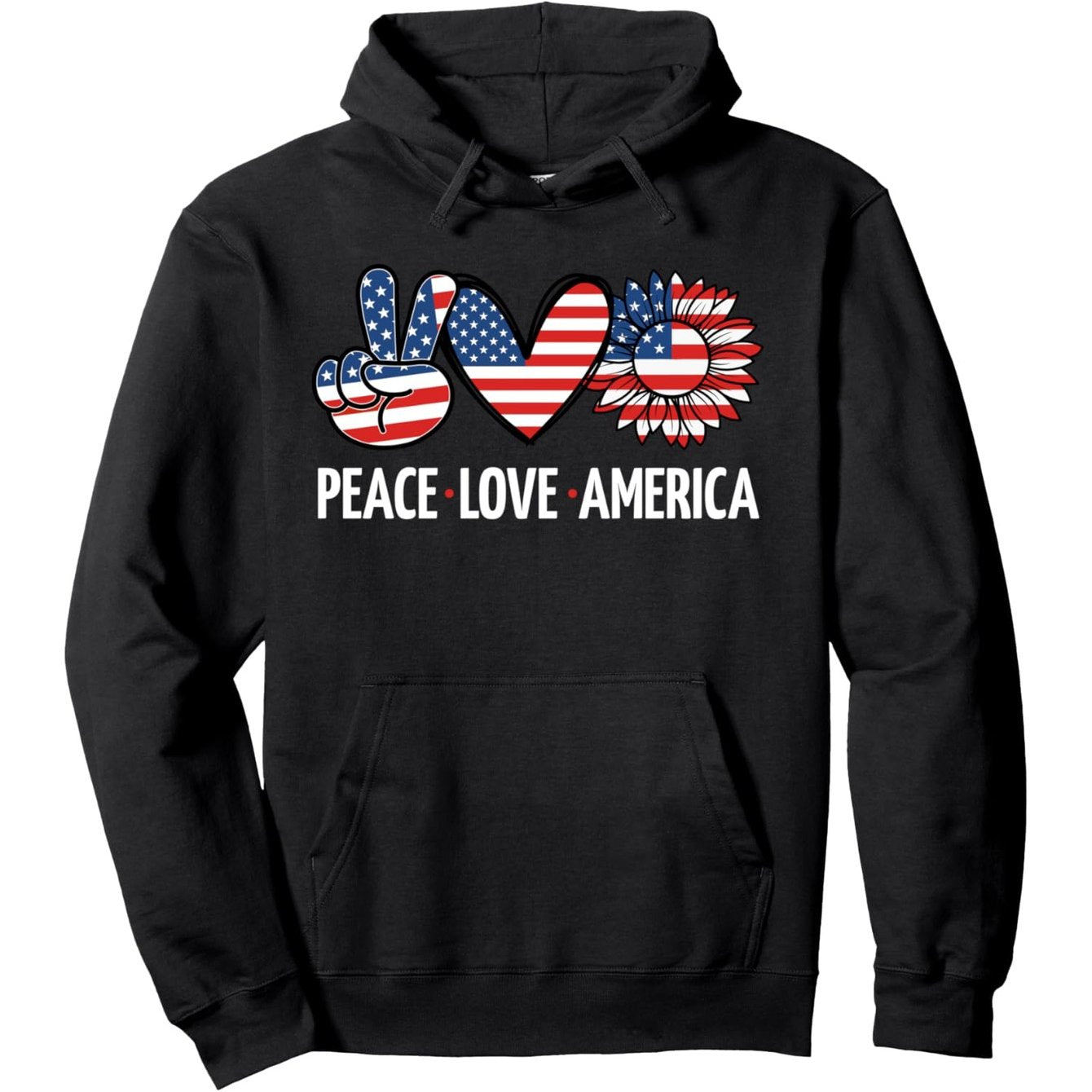 Peace Love America USA Flag Independence Day Women 4th July Pullover Hoodie