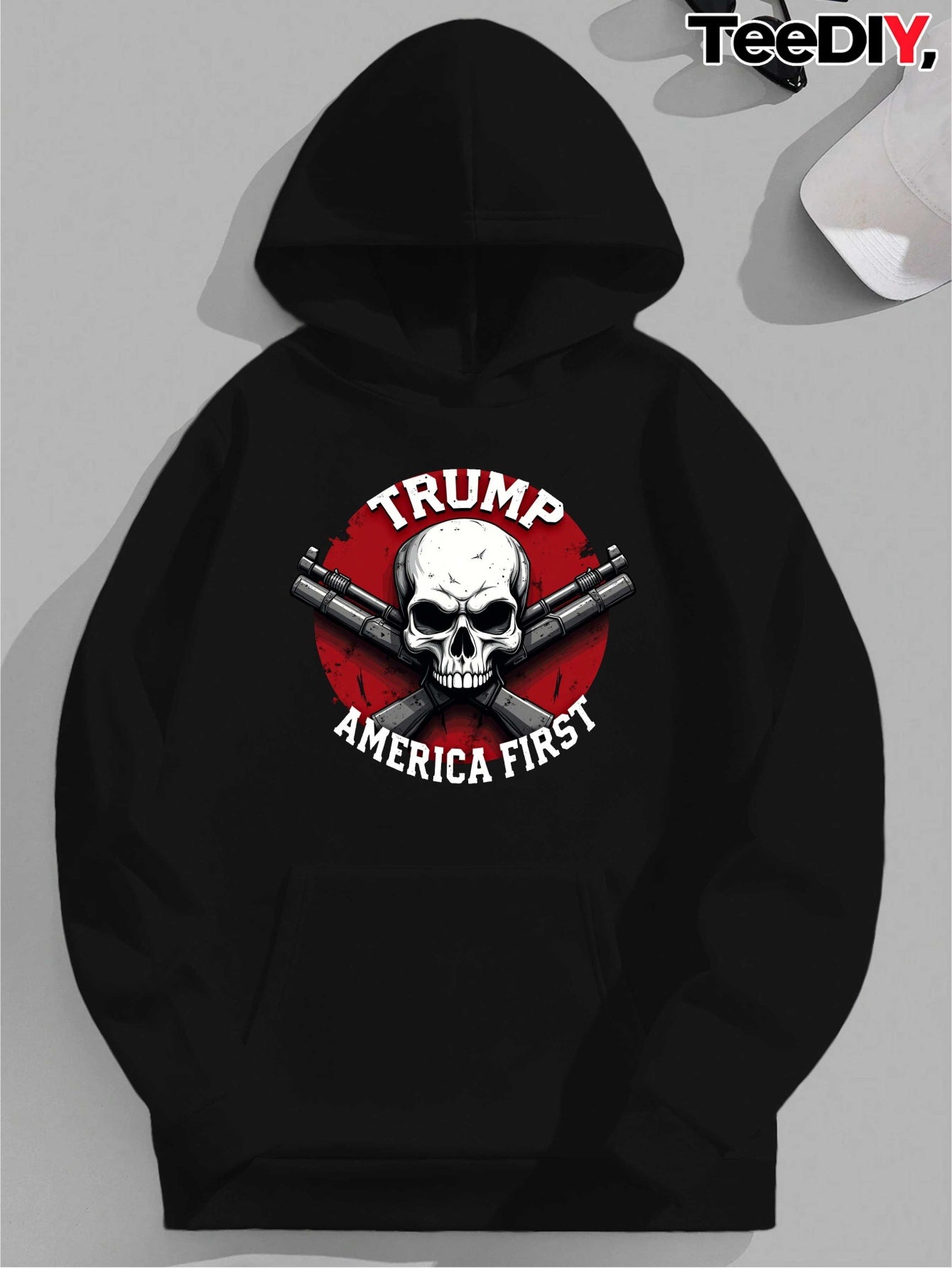 Trump America First Skull Rifles Men'S hoodies