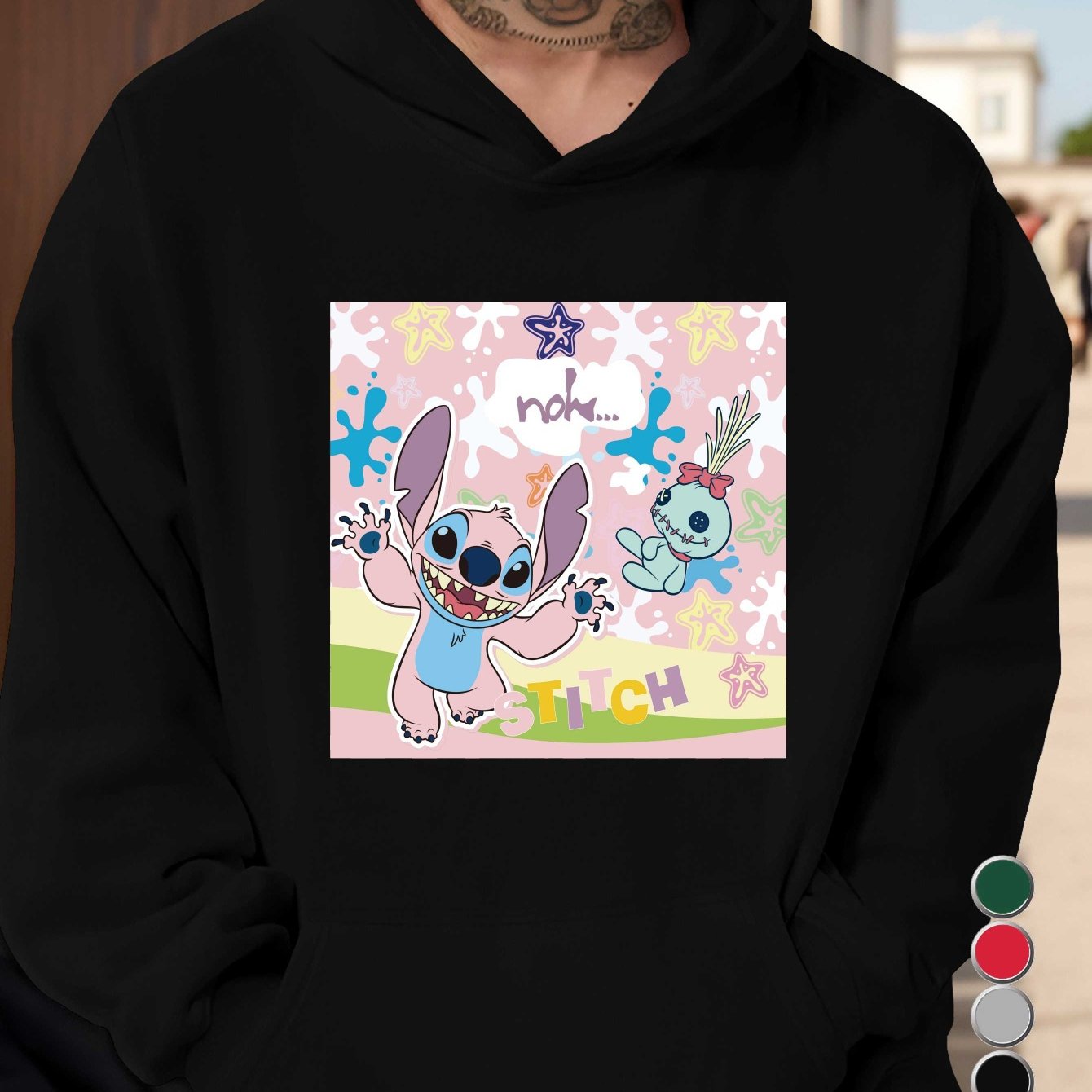 Disney Stitch Men's Graphic Hoodie - 100% US Printed Relaxed Fit Pullover with Pockets, Machine Washable Casual Sweatshirt for Fall/Winter, Winter Clothing, Nonstretch Fabric, Fall Fashion, Streetwear Style, Durable Material,