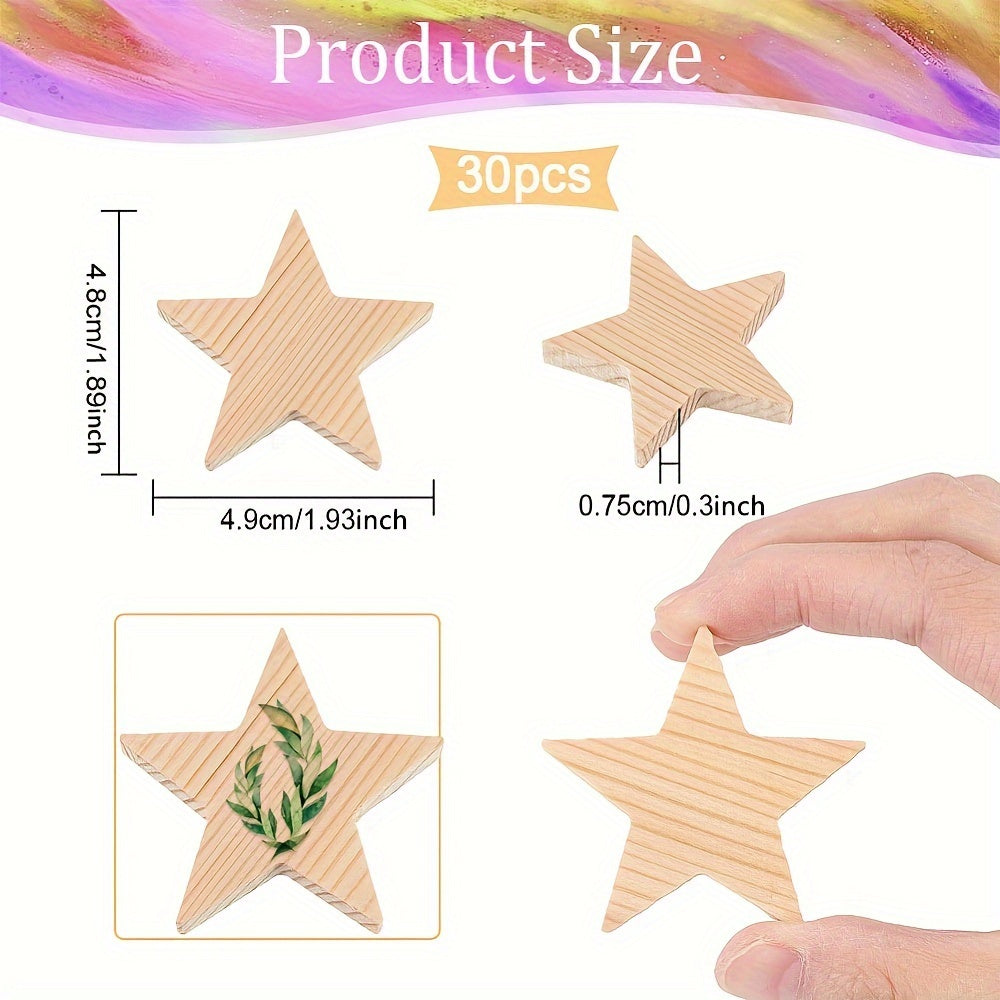 Blank Wooden Star Slices, Wooden Cutouts Ornaments, For Drawing Art Craft, Christmas And Wedding Decoration