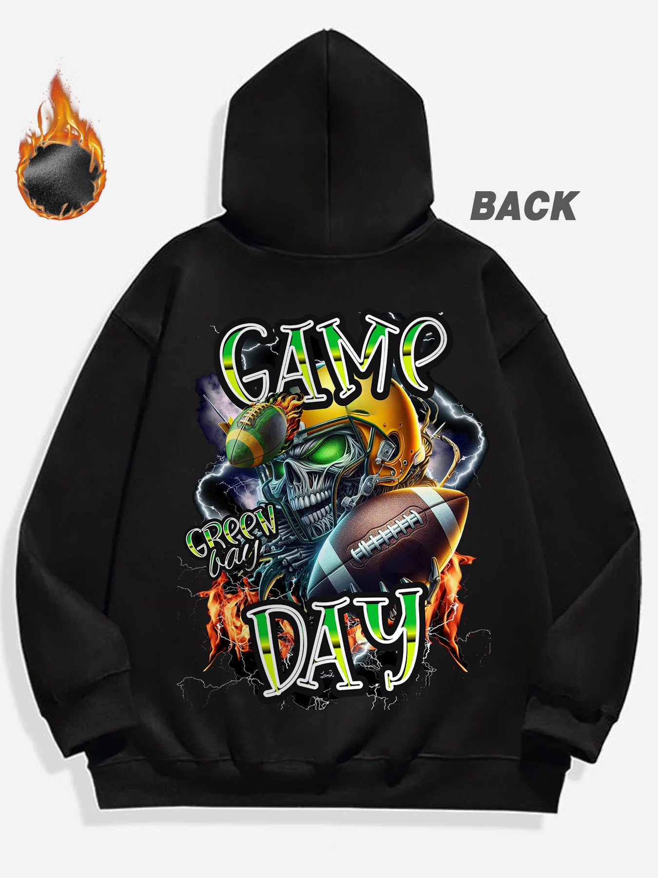 Cozy Comfort | Men's Football Game Day Graphic Hoodie - Cozy Fleece-Lined Pullover with Bold