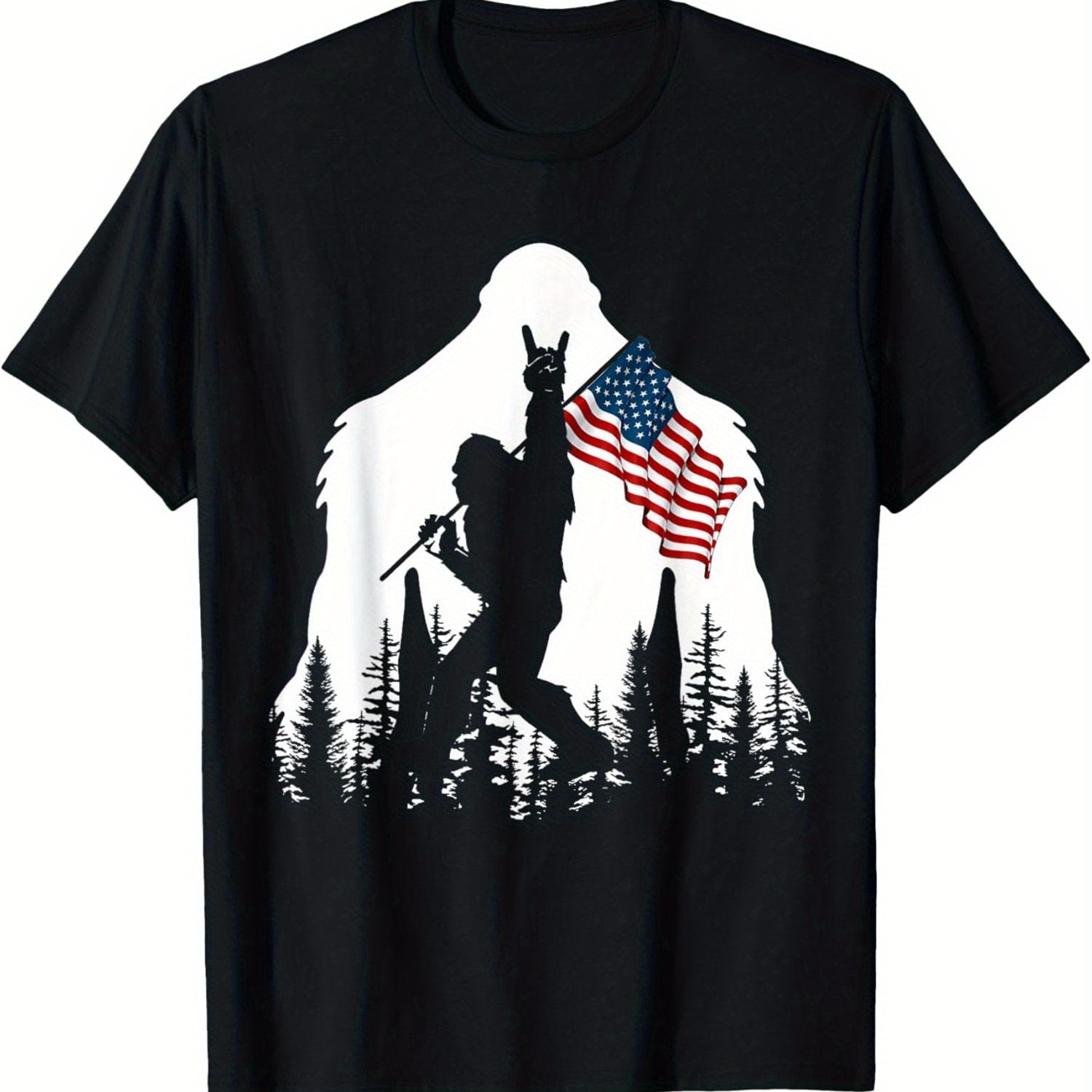 High Quality Funny American Flag Sasquatch Believers T-Shirt - Casual Men'S Women'S Christmas Party Gifts - Family Couple Matching Christmas Gifts for Dad Mom Sister Brother Friend