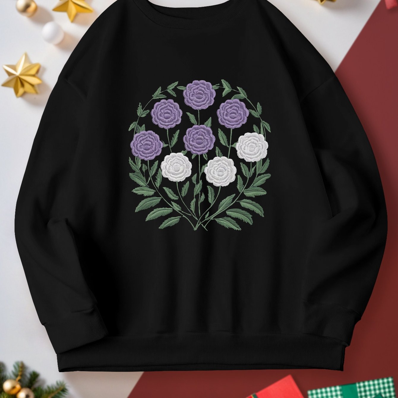 teediy Embroidered floral motif women's sweatshirts