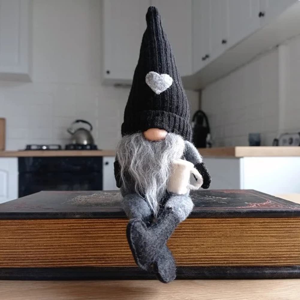 Coffee Gnomes Plush Doll Coffee Bar Decoration Swedish Tomte Elf Dwarf Collectible Figurines Dangle Leg Shelf Sitters Farmhouse Home Kitchen Decor Coffee Lover Gifts