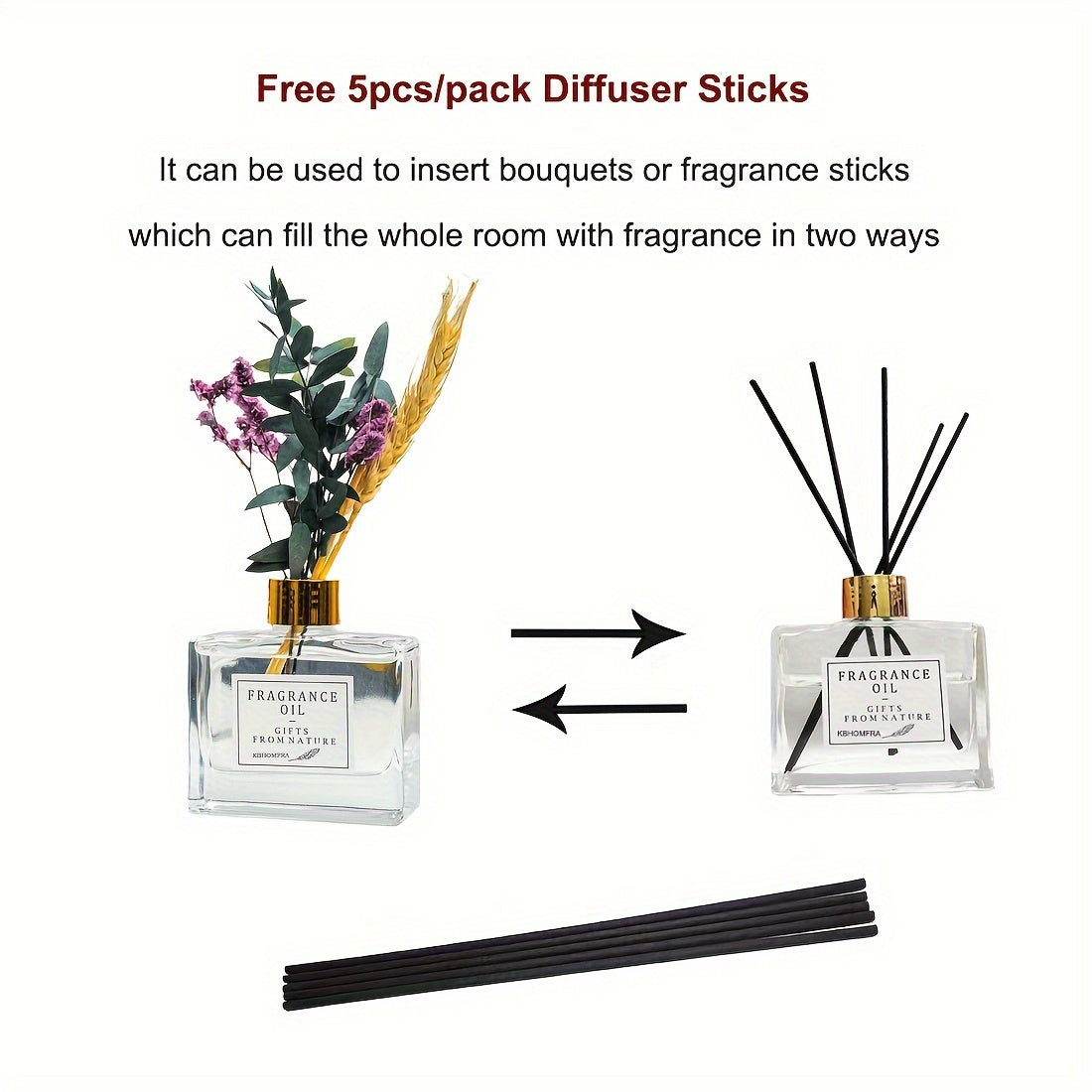 Jasmine Scent Reed Diffuser Sets 4.05 Oz(120ml) With Real Flower Diffuser Stick Home Fragrance Light Aroma Scented Home Décor Essential Oil