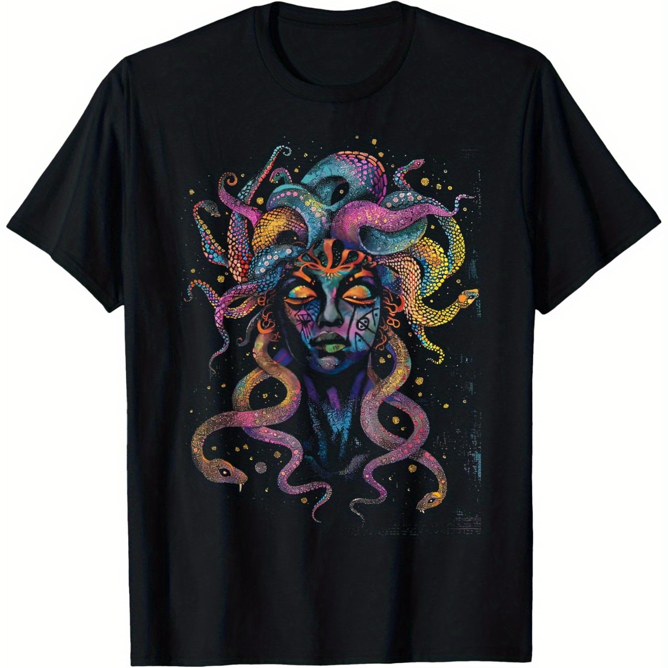 Medusa Gorgon Greek Mythology T-Shirt, 100% Cotton Tarot Card Shirts for Men Dad, 220g Weight Tarot Cards T-shirt, Tarot Card shirts, Casual Short Sleeve Crew Neck T-shirt, Men'S Clothing for Summer Outdoor S-XXXL-Gifts for T