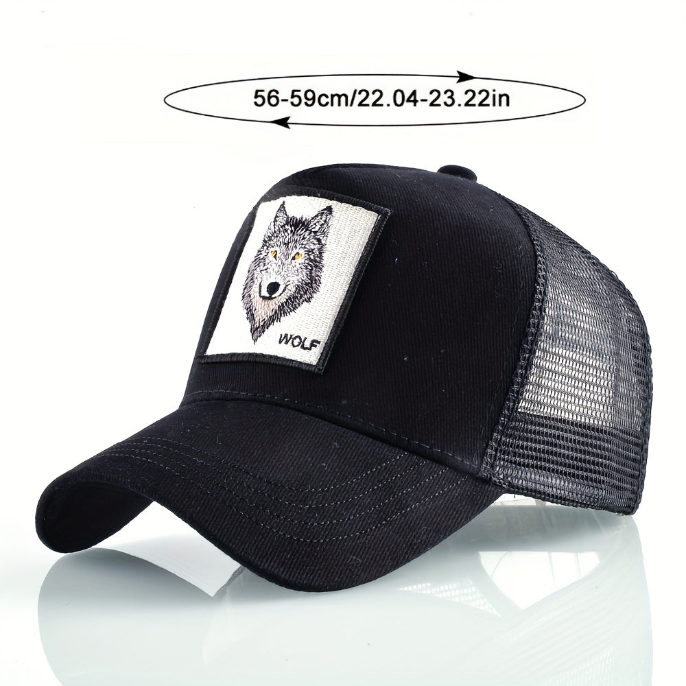 Men'S & Women'S Wolf Embroidery Snapback Trucker Hat - Breathable, Fitted, All-Season Outdoor Sports Cap with Adjustable Sizing, Outdoor Sports Cap|Adjustable Headgear|Snapback Closure