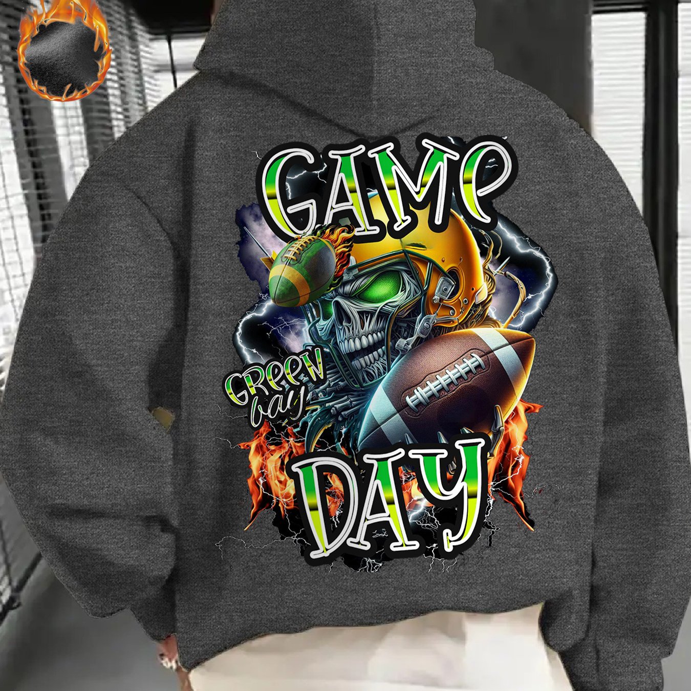 Cozy Comfort | Men's Football Game Day Graphic Hoodie - Cozy Fleece-Lined Pullover with Bold