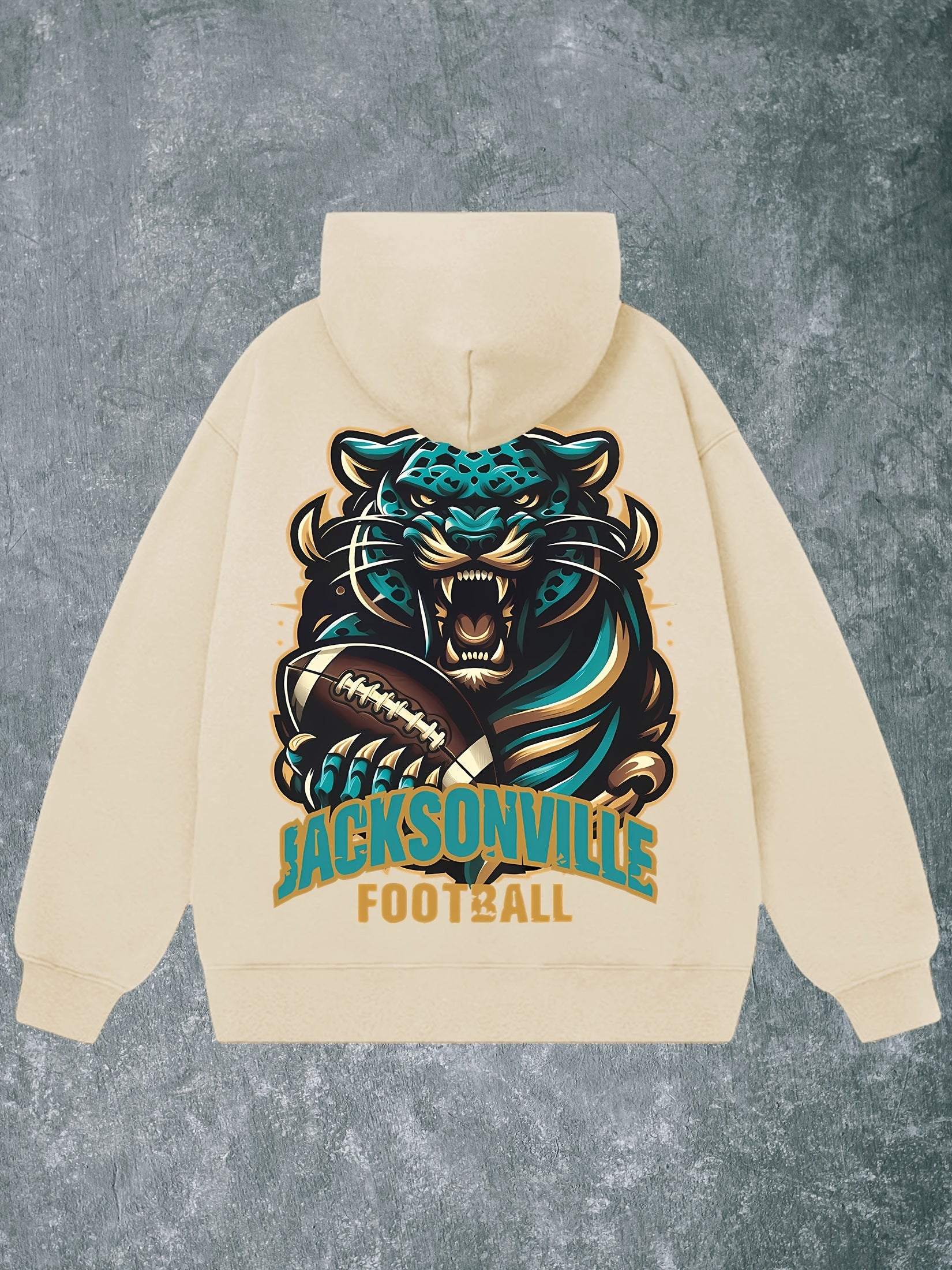 Jacksonville Football Men's Hoodie - Navy Blue Blend, Fierce for JAGUAR Design, Long Sleeve Pullover for Fall & Winter, Casual and Comfortable Streetwear, Football Hoodie