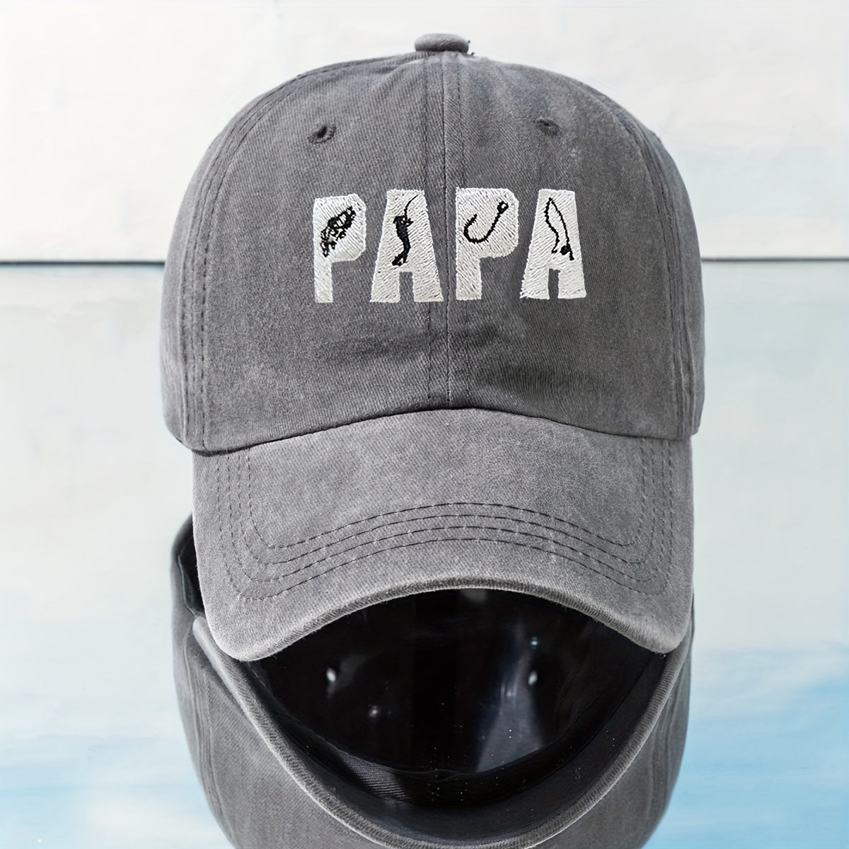 Personalized and Fashionable Men's and Women's Embroidered PAPA Fishing Washable Baseball Cap Outdoor Adjustable Casual Duckbill Cap