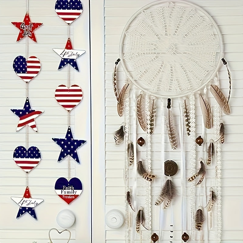 Independence Day Patriotic Wooden Decorations, 4th Of July Wooden Decorations With String For Memorial Day Decorations, Veterans Day Independence Day Party Supplies