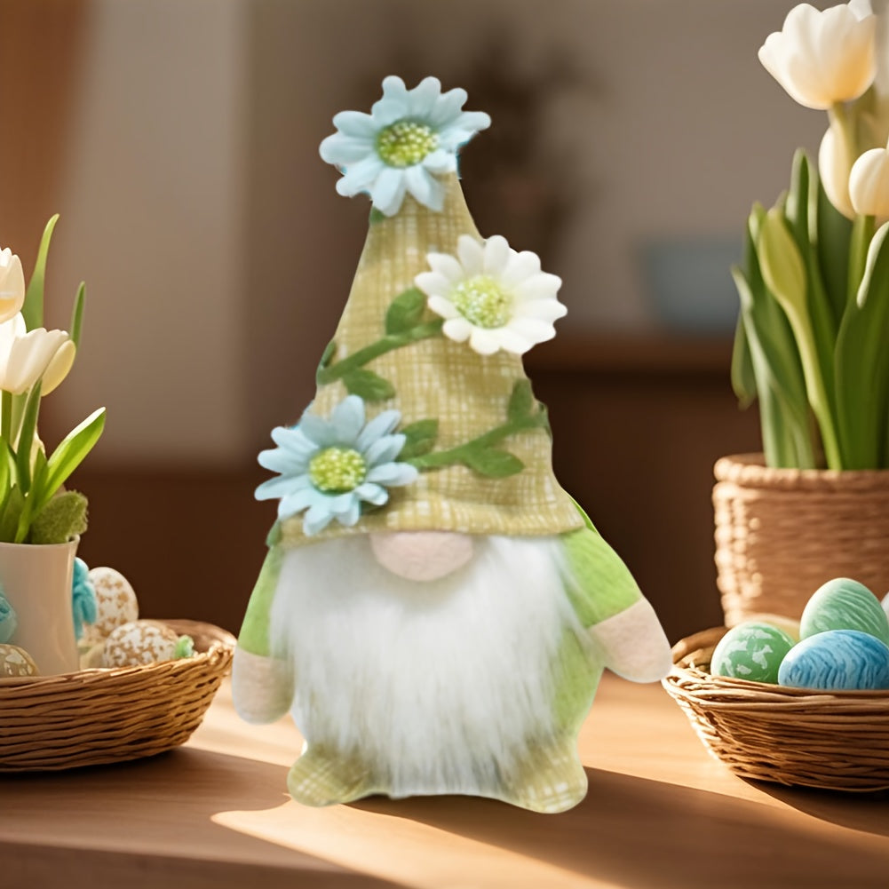 Gnome Fabric Ornament, Seasonal Decorative Dwarf Fabric Ornament With Flowers, Multi-purpose Holiday Decorations, Durable Material, No Electricity Required, Suitable For Christmas, Halloween, Easter, Thanksgiving, Valentine'S