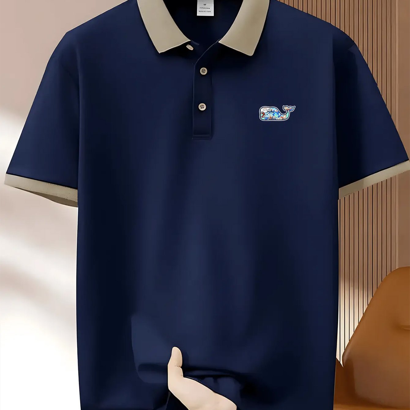 (230G) Men'S Casual Polo Shirt with Whale Pattern, Short-Sleeved Golf Polyester Fiber with Button Collar, Suitable for Gym Fitness And Running Training. Men'S Business And Leisure Gifts for Father And Boyfriend.