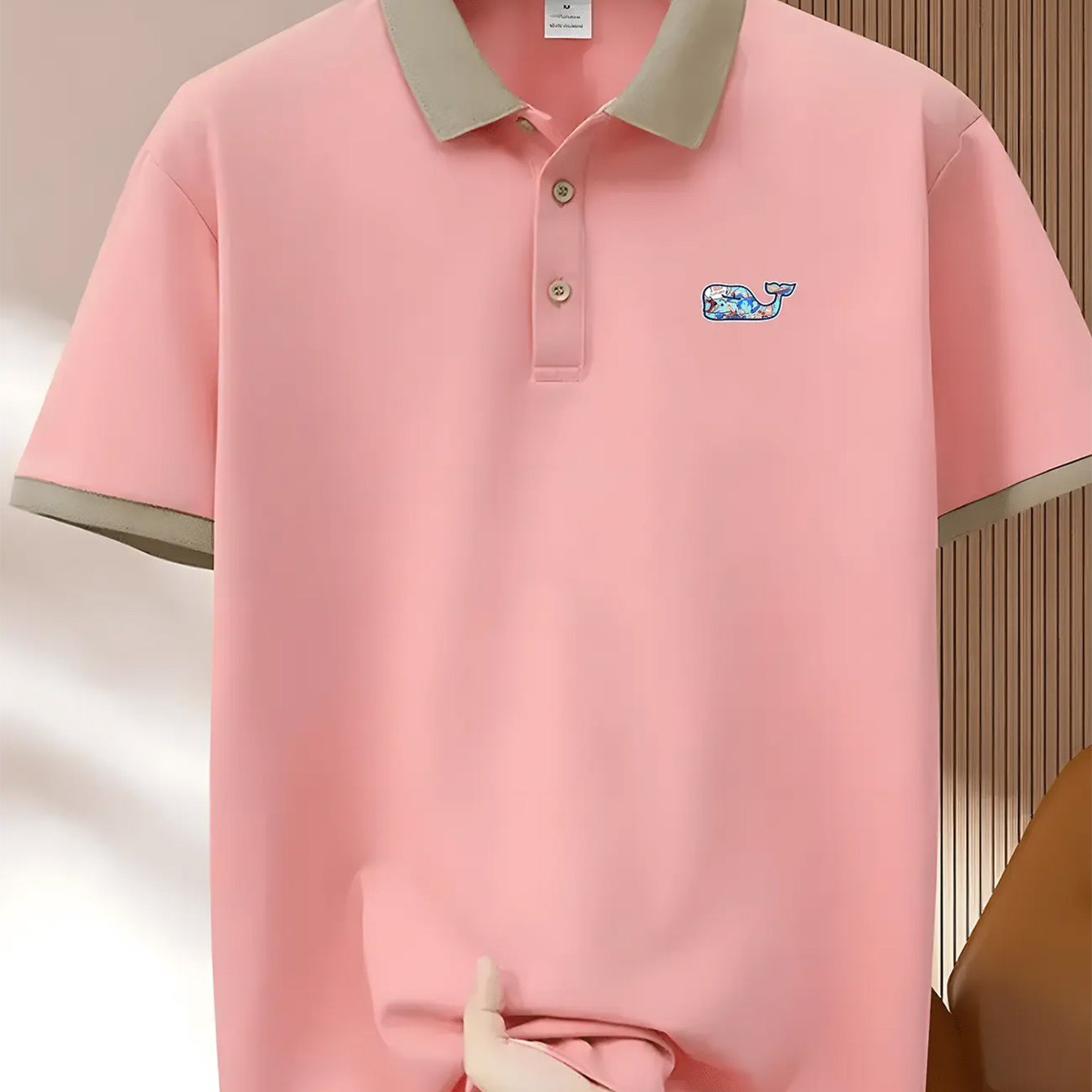 (230G) Men'S Casual Polo Shirt with Whale Pattern, Short-Sleeved Golf Polyester Fiber with Button Collar, Suitable for Gym Fitness And Running Training. Men'S Business And Leisure Gifts for Father And Boyfriend.
