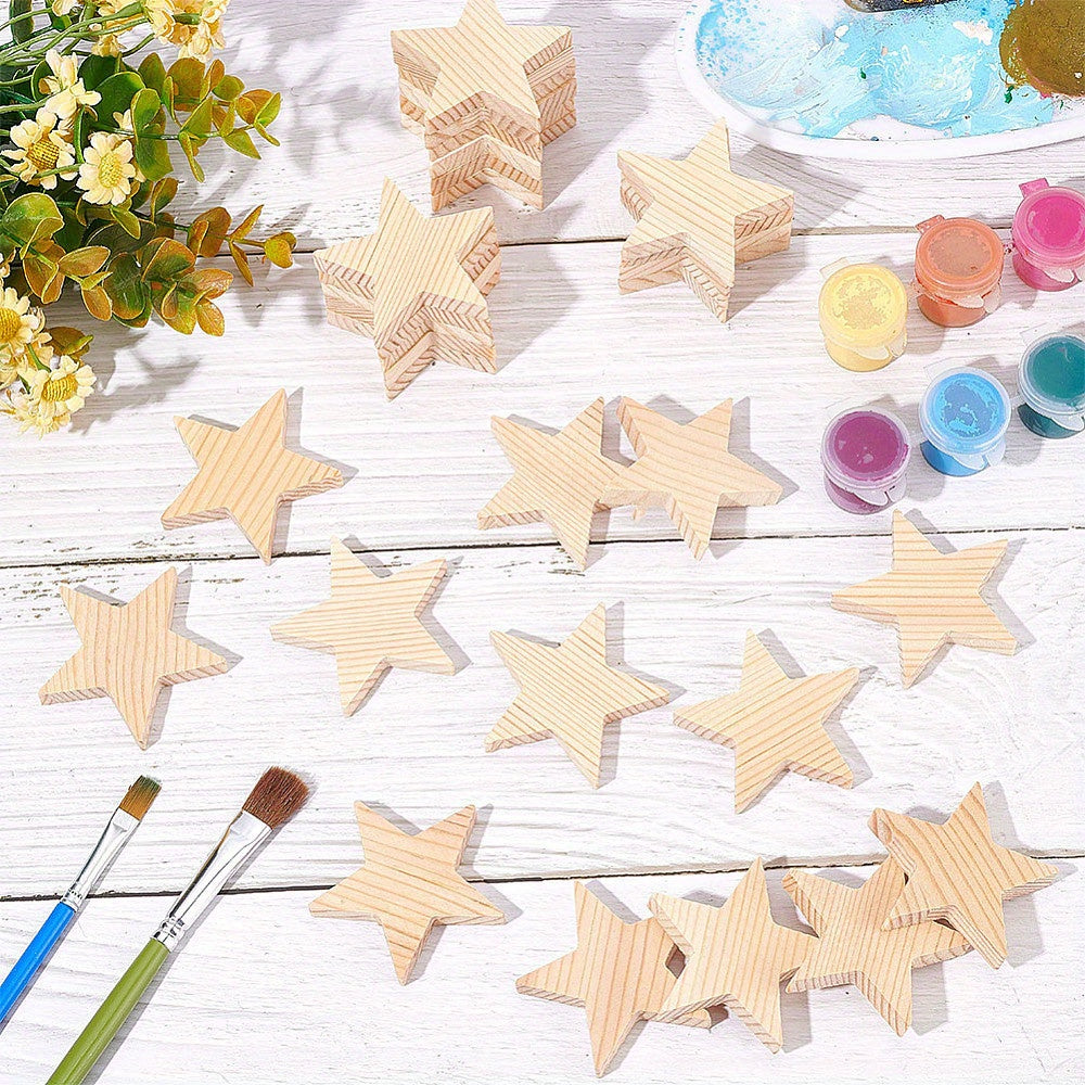 Blank Wooden Star Slices, Wooden Cutouts Ornaments, For Drawing Art Craft, Christmas And Wedding Decoration