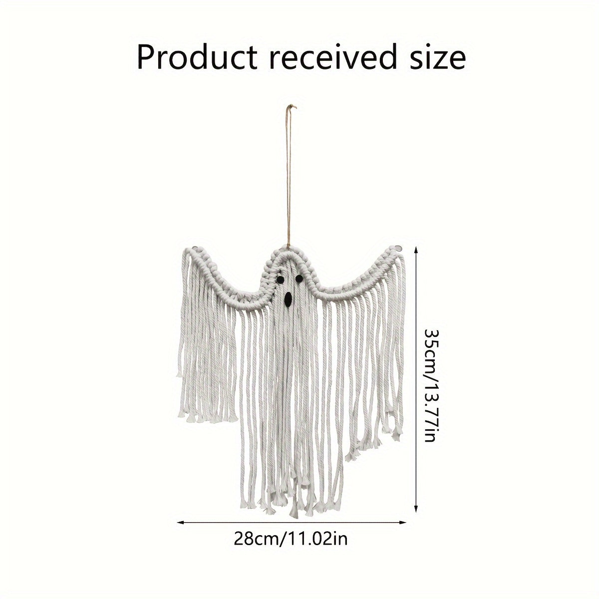 Halloween Hand-woven Cotton Ghost Hanging Ornaments, White Ghost Wall Hanging Holiday Scene Arrangement Decorations, Halloween Holiday Decor, Indoor & Outdoor Universal