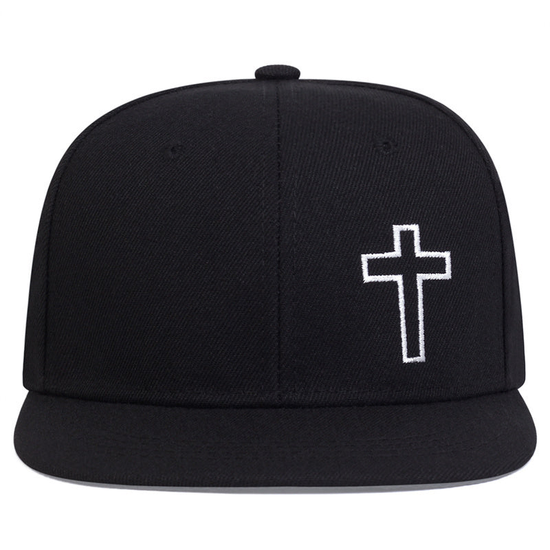Men Cross Embroidered Hip Hop Hat Outdoor Adjustable Sunscreen Leisure Hat Spring Summer Travel Tourism Beach Vacation