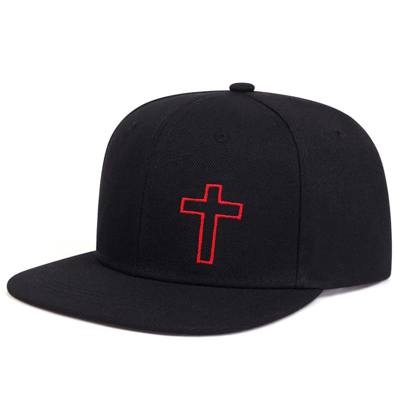 Men Cross Embroidered Hip Hop Hat Outdoor Adjustable Sunscreen Leisure Hat Spring Summer Travel Tourism Beach Vacation