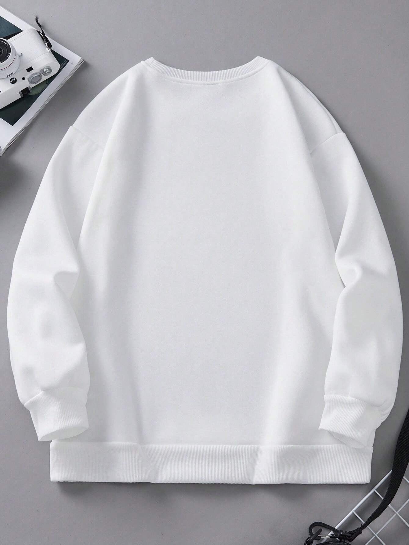 Women's Brooklyn New York Letter Print Sweater - Casual White Crew Neck Knit Jumper, Polyester Blend, Perfect for Fall and Winter Fashion