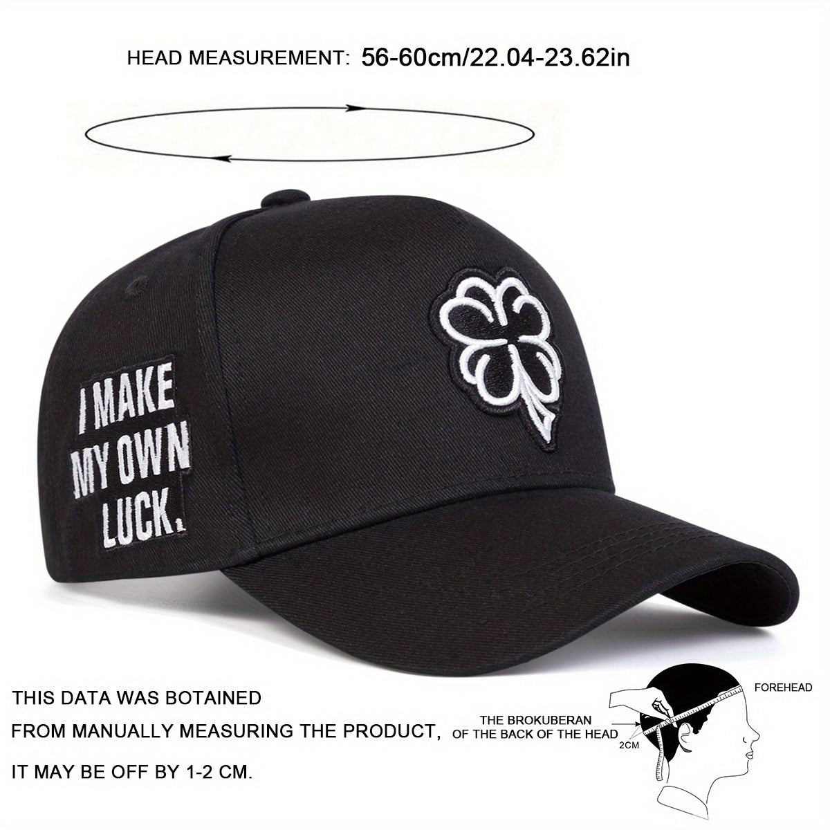 Four-leaf Clover Side Letter Embroidered Baseball Cap For Men, Outdoor Adjustable Sunscreen Leisure Hat For Spring Autumn Travel Tourism Beach