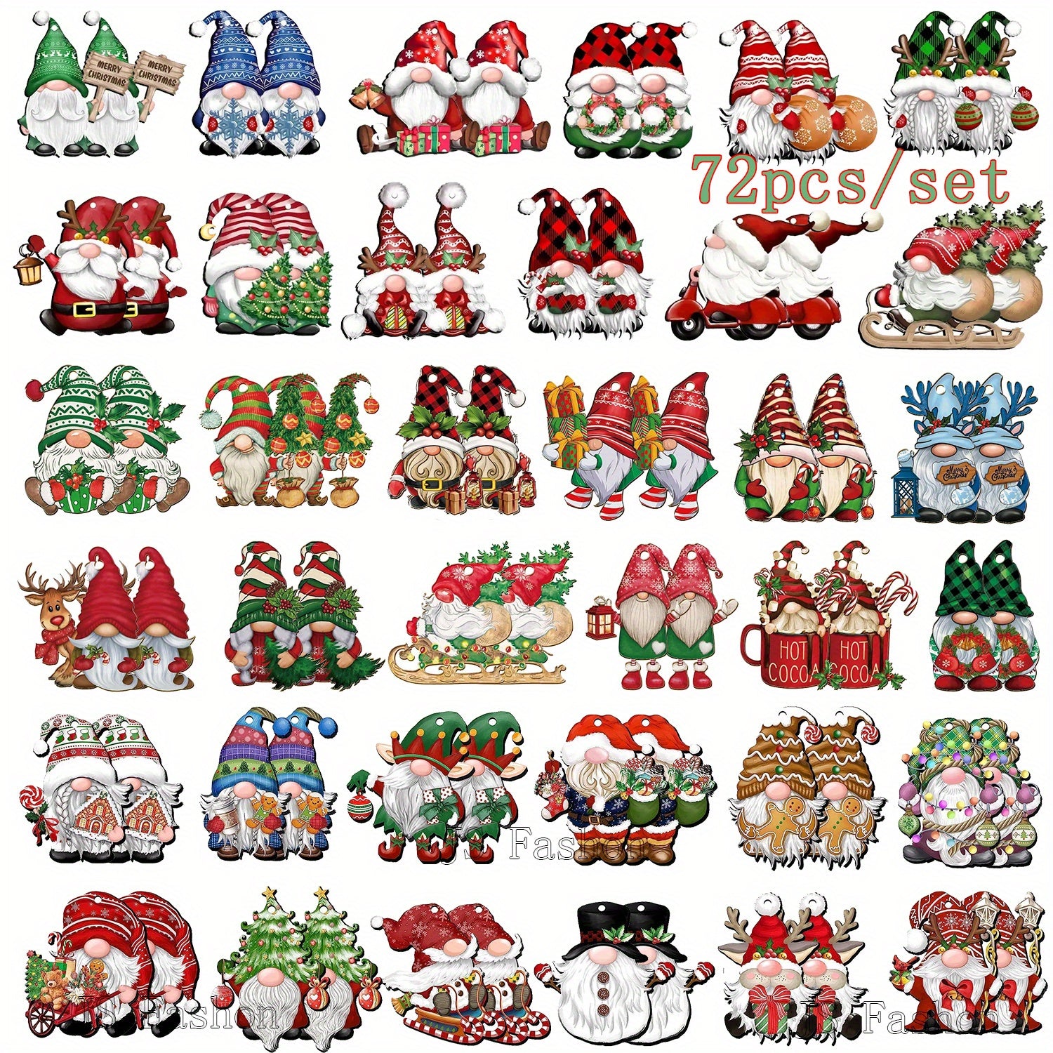 Wooden Santa Gnomes - Handcrafted 36 Different Designs Christmas Ornaments Set for Xmas Tree and Home Decor