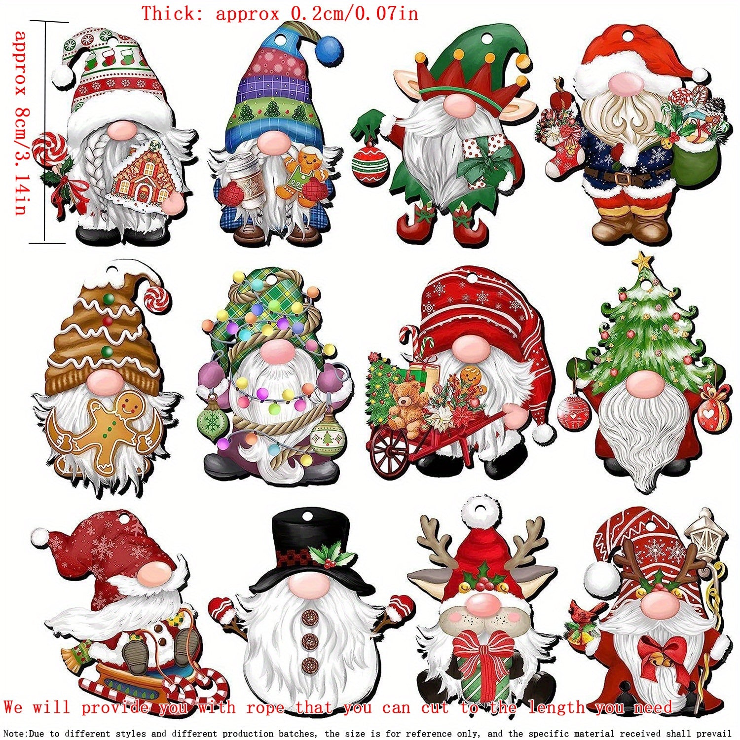 Wooden Santa Gnomes - Handcrafted 36 Different Designs Christmas Ornaments Set for Xmas Tree and Home Decor