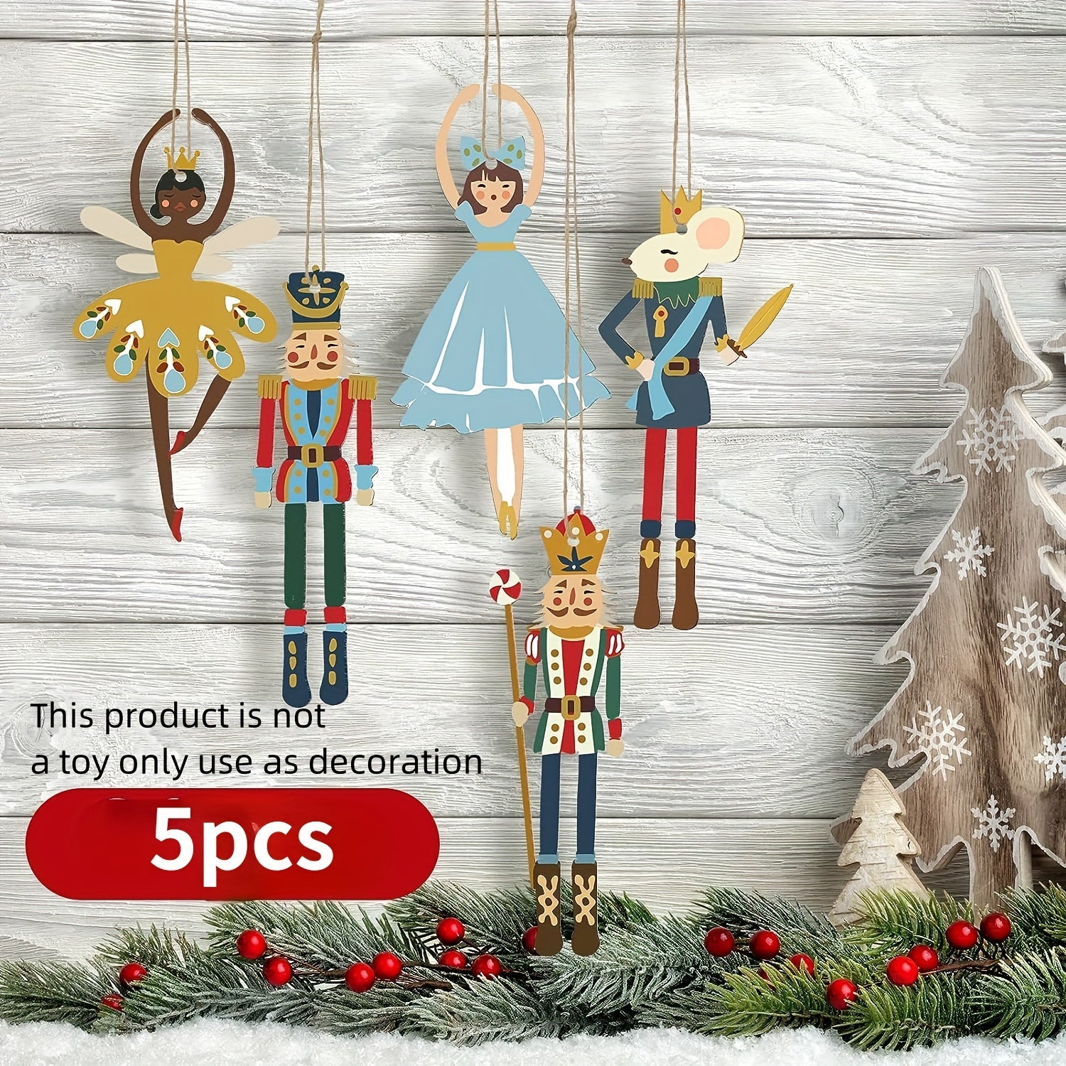 Wooden Nutcracker Ornaments - Miniature Traditional Holiday Figures Christmas Sweater Decoration (Nutcracker Style)