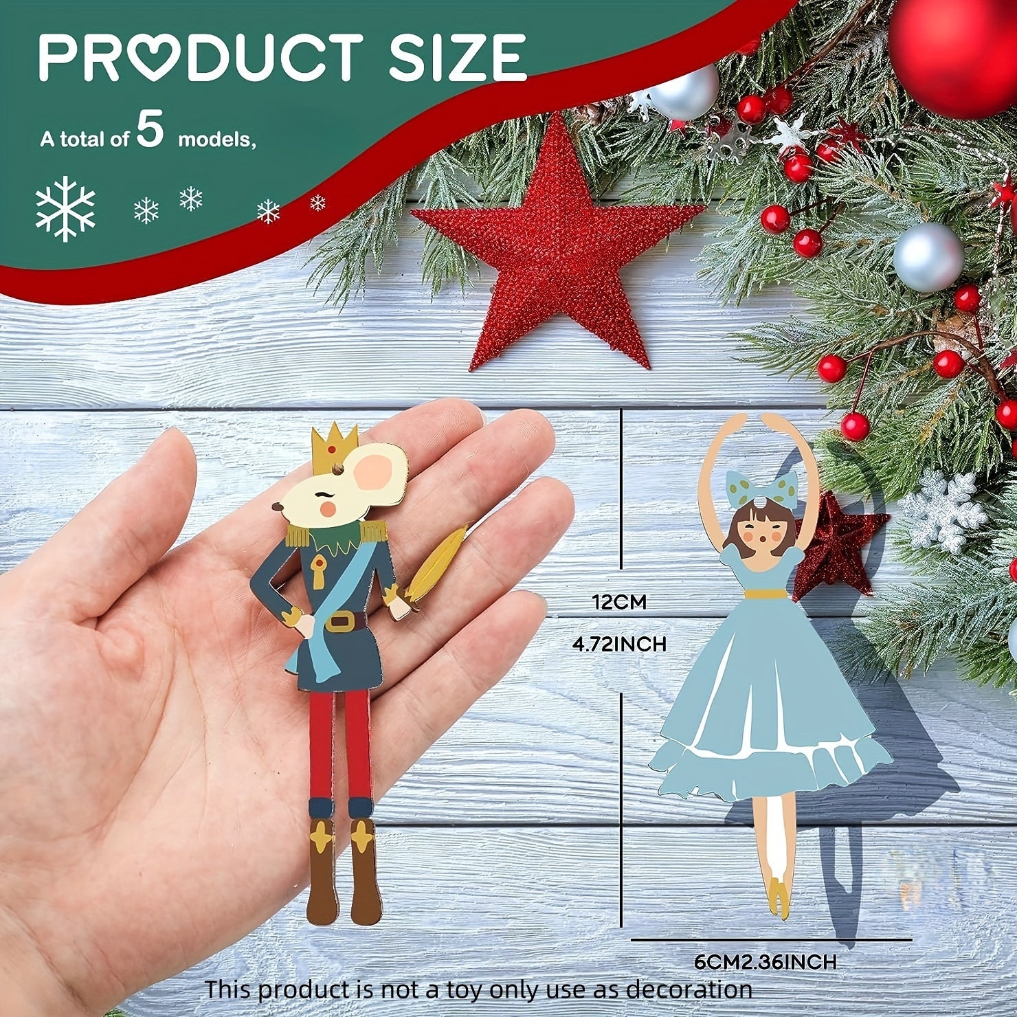 Wooden Nutcracker Ornaments - Miniature Traditional Holiday Figures Christmas Sweater Decoration (Nutcracker Style)