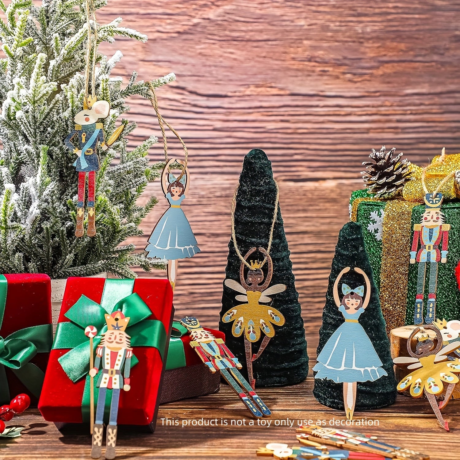 Wooden Nutcracker Ornaments - Miniature Traditional Holiday Figures Christmas Sweater Decoration (Nutcracker Style)