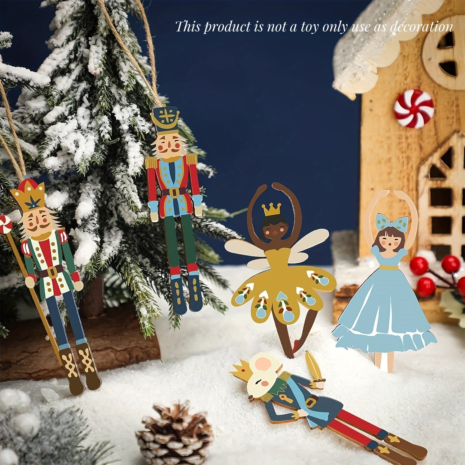 Wooden Nutcracker Ornaments - Miniature Traditional Holiday Figures Christmas Sweater Decoration (Nutcracker Style)