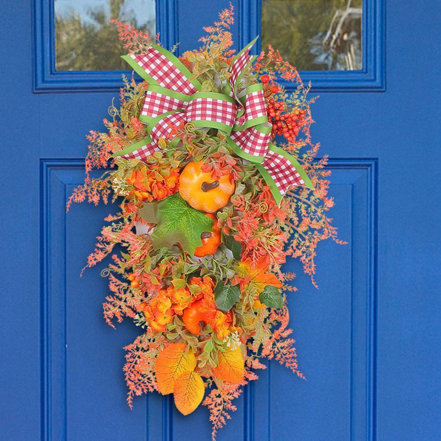 Halloween Wreath, Holiday Indoor Decorative Garland Front Door Wreath Christmas Thanksgiving Party Favor Gift