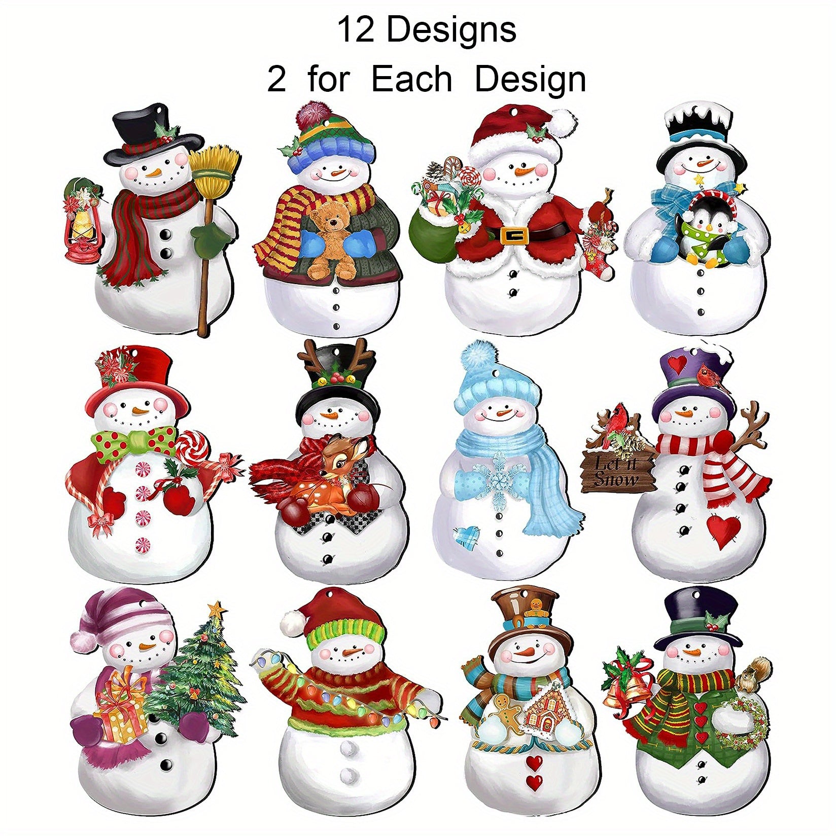 Wooden Snowman Ornaments, Hanging Christmas Tree Decorations, Festive Holiday Garden Decor, Durable Wood Yard Signs, with No Electricity Needed for Christmas