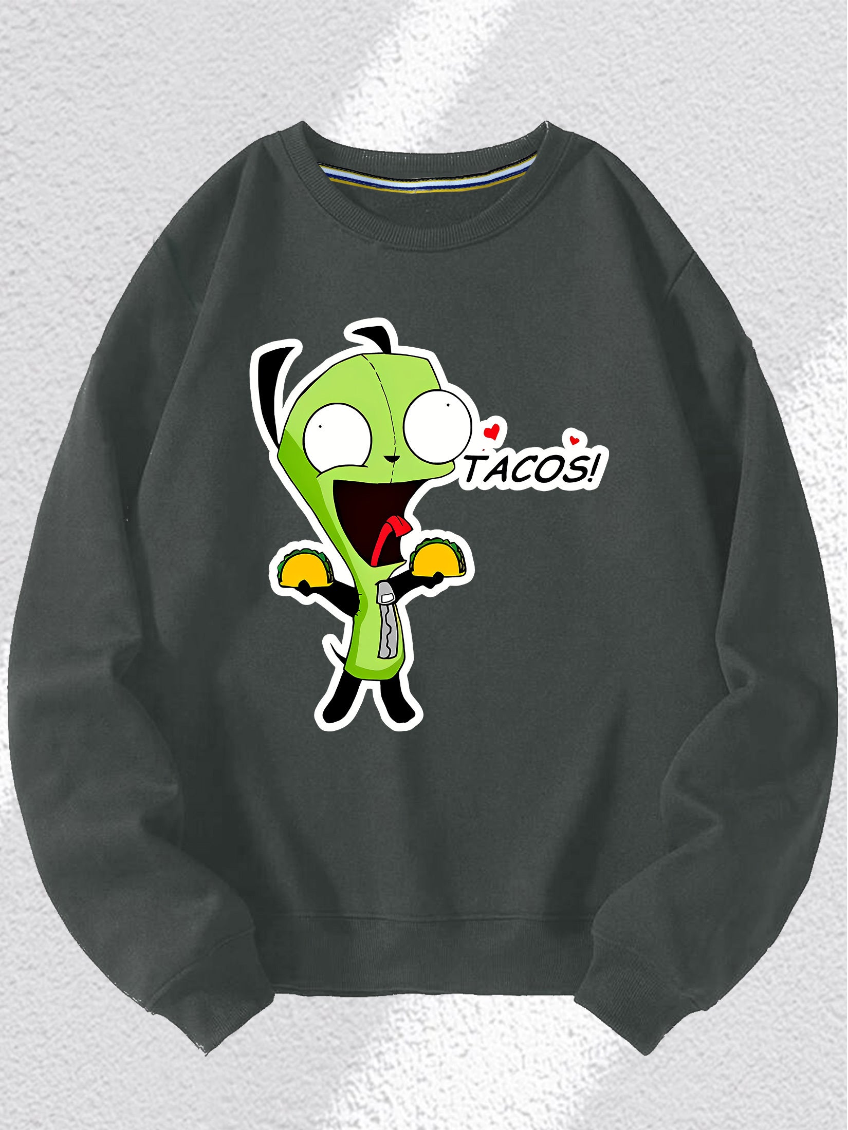 Invader Zim Gir Taco Love Long Sleeve Sweater - Comfortable, Casual, Fashionable, All-Rounder, Commuter, Sports, Spring and Winter Suitable, Outdoor Clothing for Men
