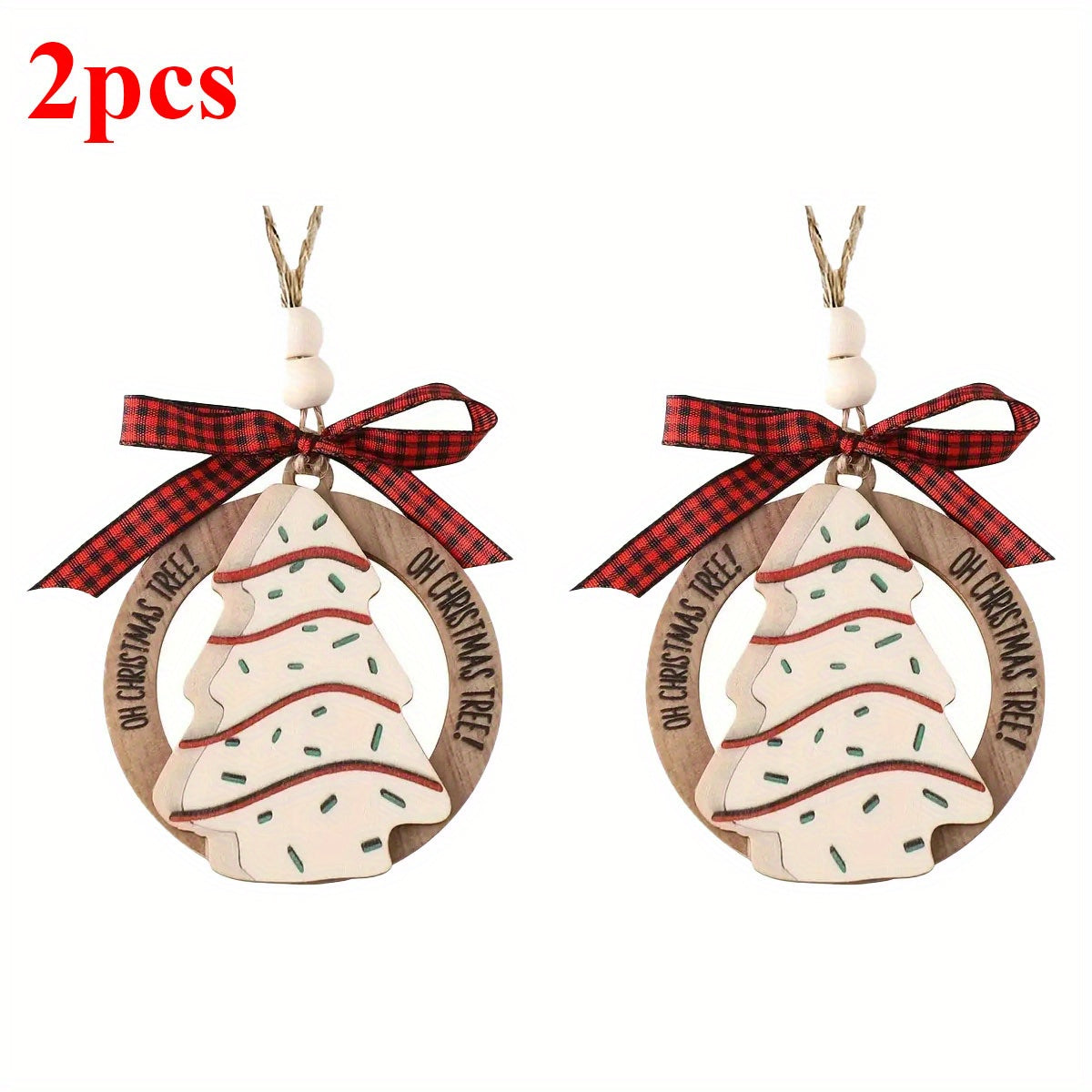 Christmas Tree-Shaped Wooden Pendant with bow Hanging Decorative for Christmas Tree, Three-dimensional Round Hanging Pendant, Christmas Decorations, Christmas Tree Hanging Ornament, Scene Decor, Room Decor, Party Supply