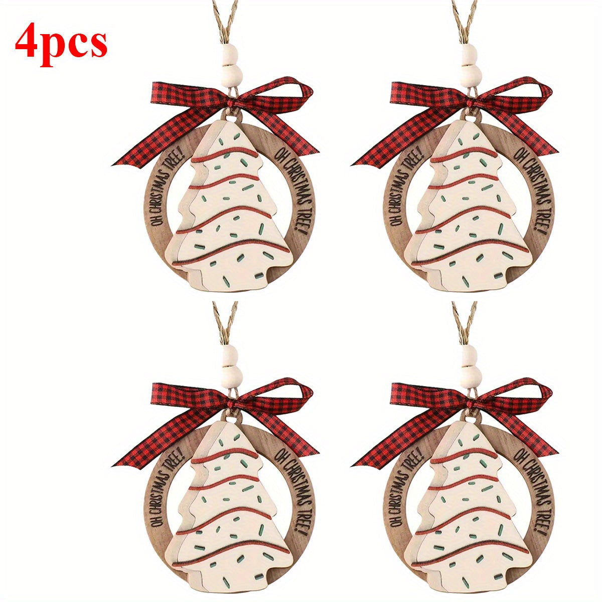 Christmas Tree-Shaped Wooden Pendant with bow Hanging Decorative for Christmas Tree, Three-dimensional Round Hanging Pendant, Christmas Decorations, Christmas Tree Hanging Ornament, Scene Decor, Room Decor, Party Supply