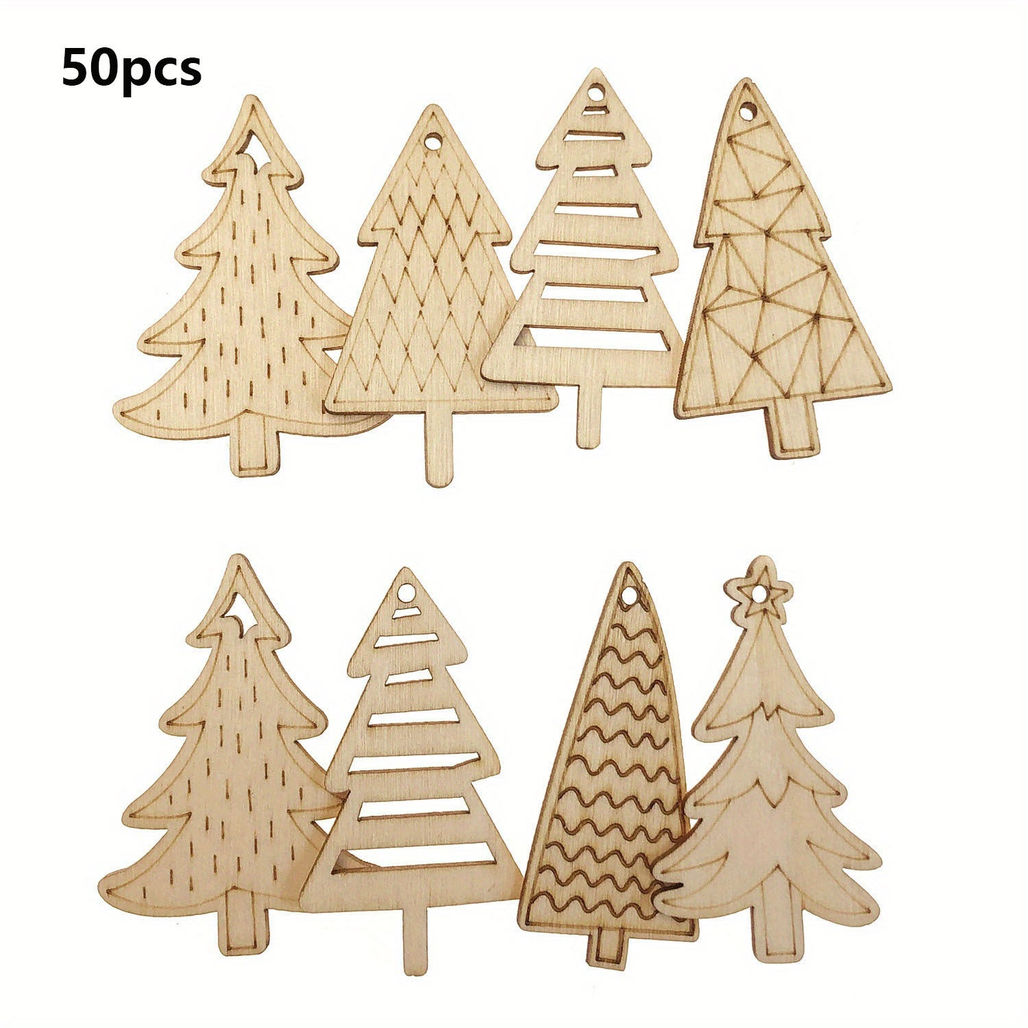 Wooden Christmas Tree Shaped DIY Painting Ornaments - Handcrafted Hanging Decorations for Holiday Party - Unfinished Wood Pendant for Creative Graffiti, Easter, Halloween, Thanksgiving, and Valentines-day Celebrations