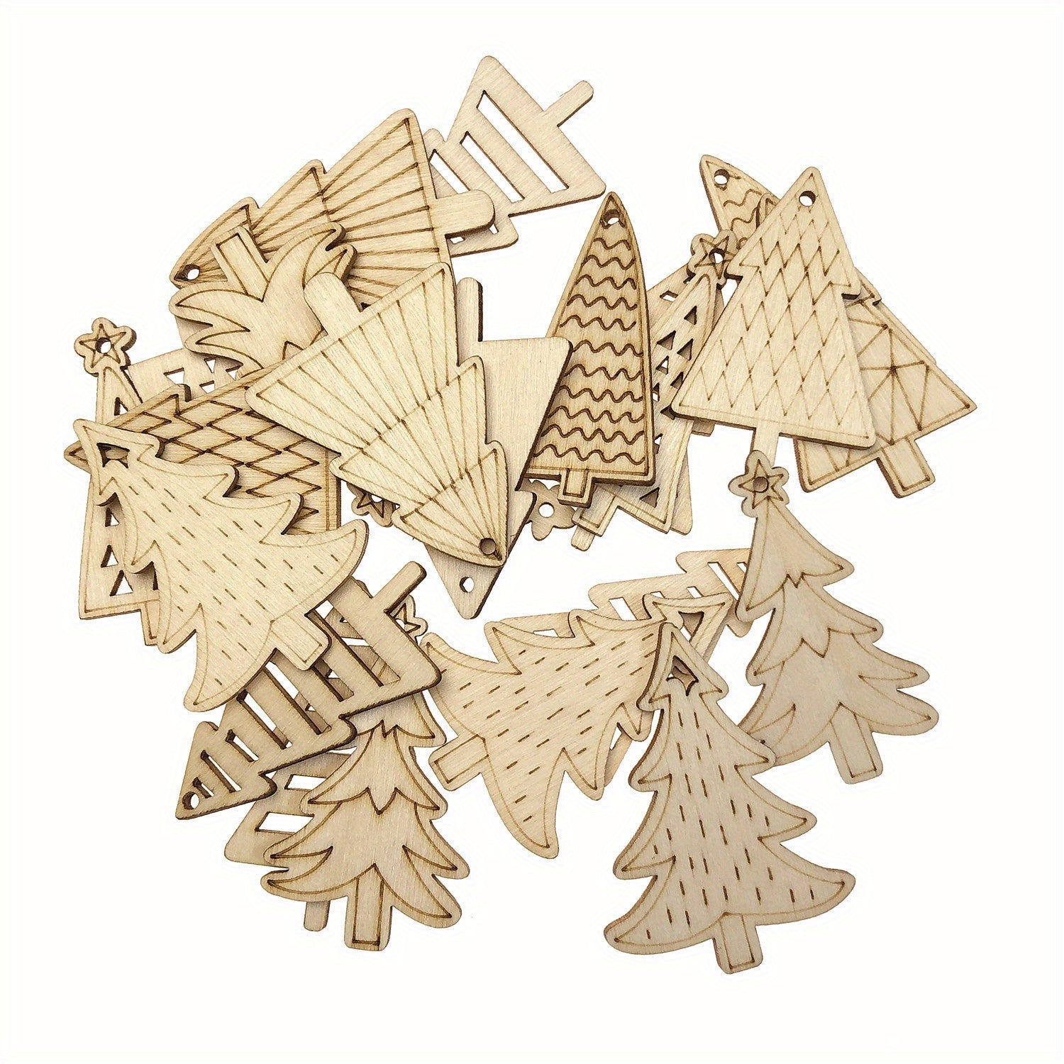 Handcrafted Wooden Christmas Tree Ornaments - DIY Painting Kit for Holiday Decor, Festive Hanging Decorations for Parties & Home, High-Quality Wood Slices, No Feathers, Natural Decoration Set