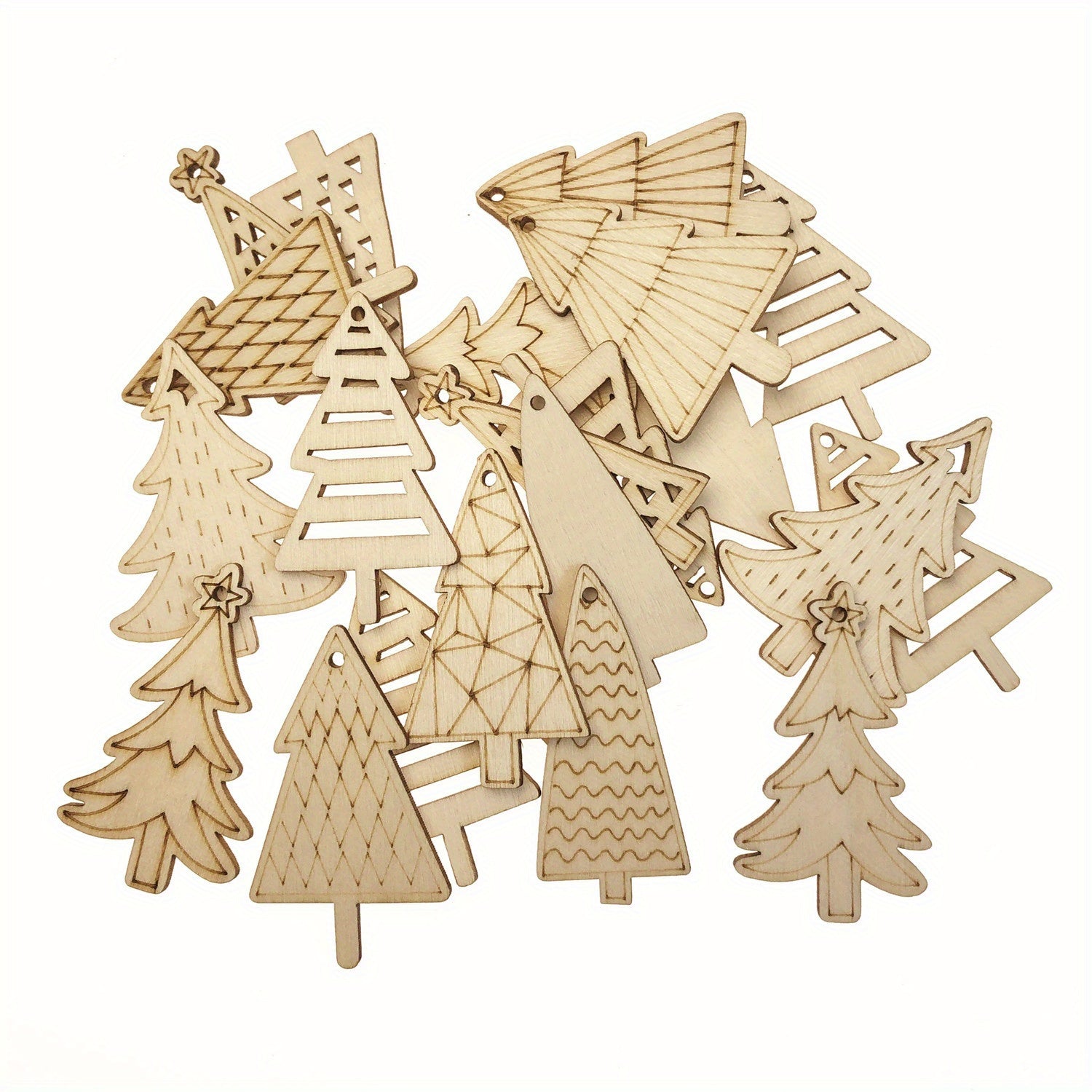 Handcrafted Wooden Christmas Tree Ornaments - DIY Painting Kit for Holiday Decor, Festive Hanging Decorations for Parties & Home, High-Quality Wood Slices, No Feathers, Natural Decoration Set
