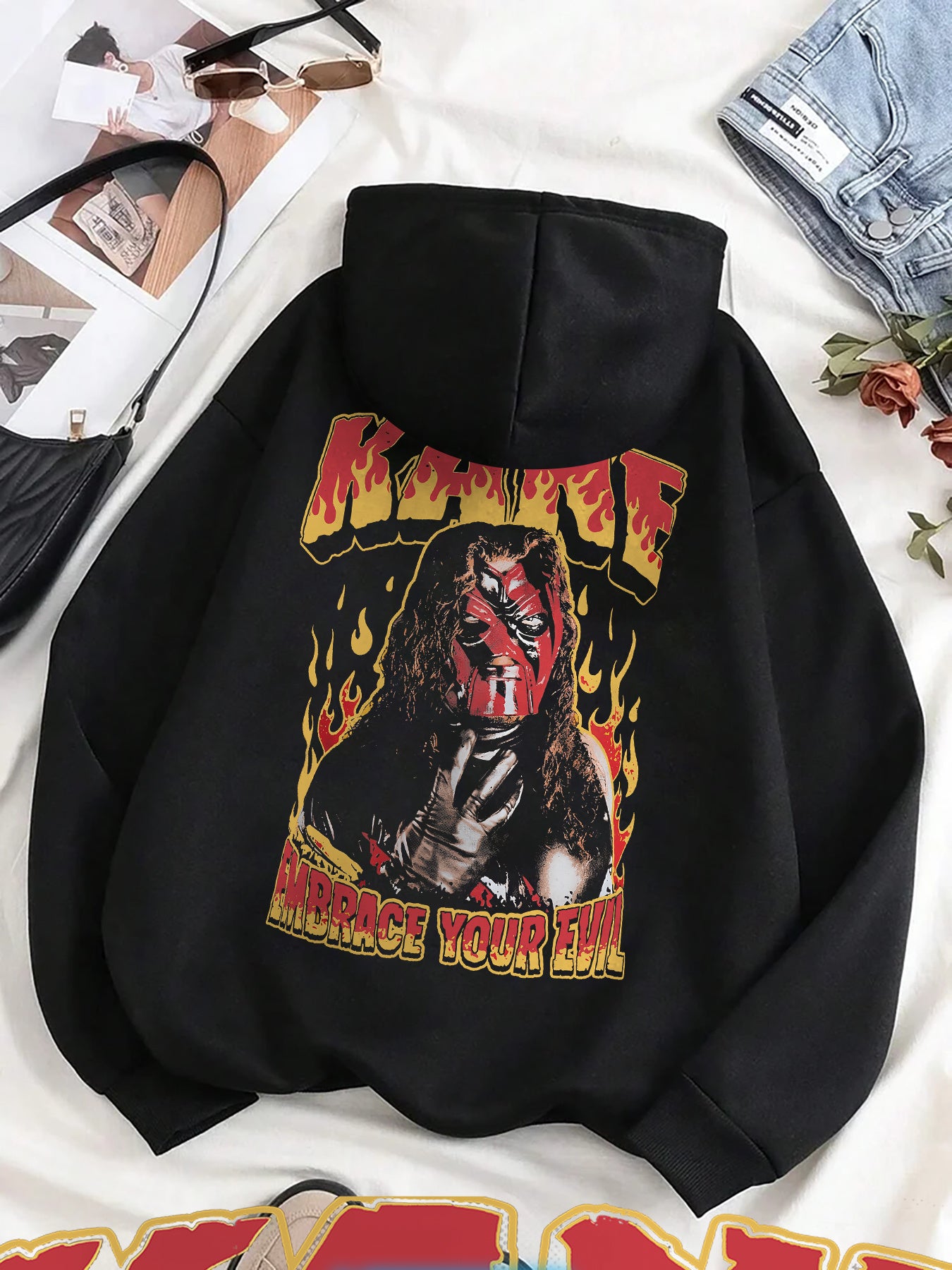 Fiery Character Artwork Fun Men's fashion hoodie casual autumn and winter fleece hoodie comfortabl eessential hoodie